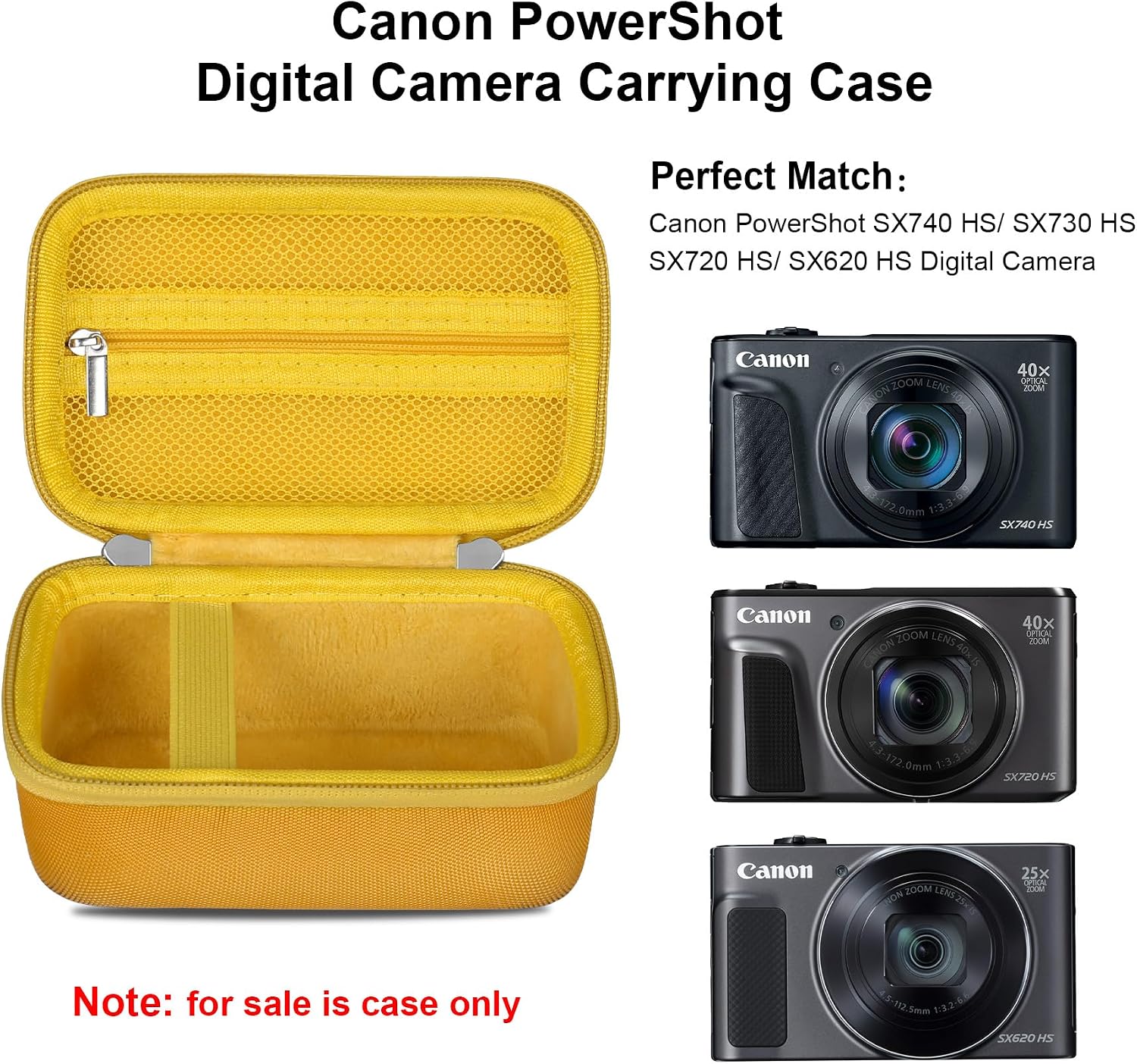 Detalle de Elonbo Carrying Case for Canon PowerShot SX740/SX730/SX720/SX620 & G7 X Digital Cameras (hard EVA travel storage cover)