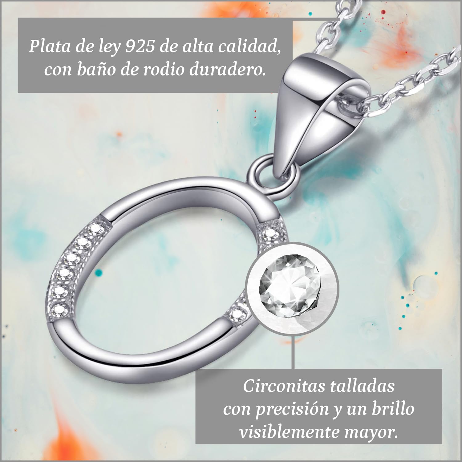Detalle 2 de Morella collar letra 46 cm plata 925