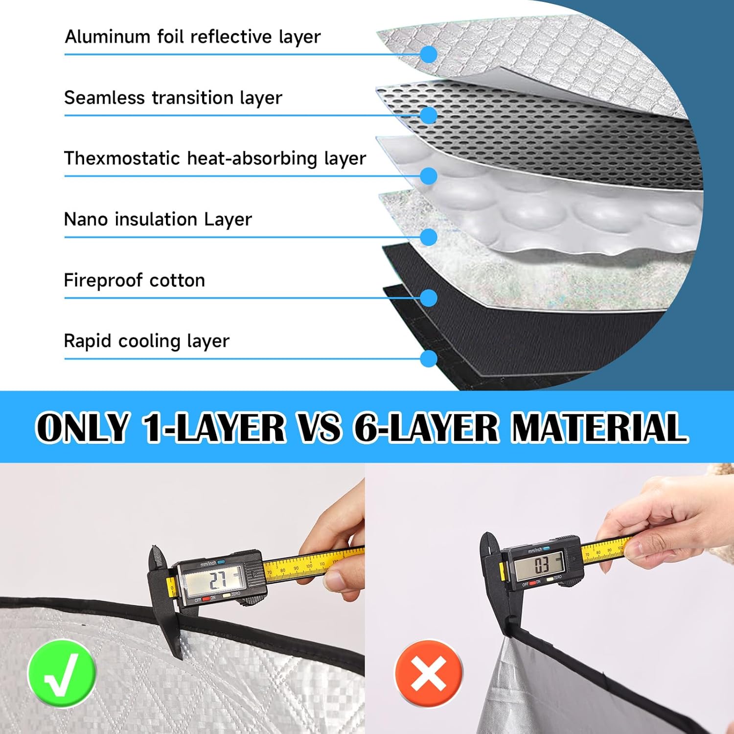 Thumbnail 3 de ZATOOTO Windscreen Sun Shade for Ford Transit Custom (Set of 3) – magnetic thermal blinds and thick windscreen cover