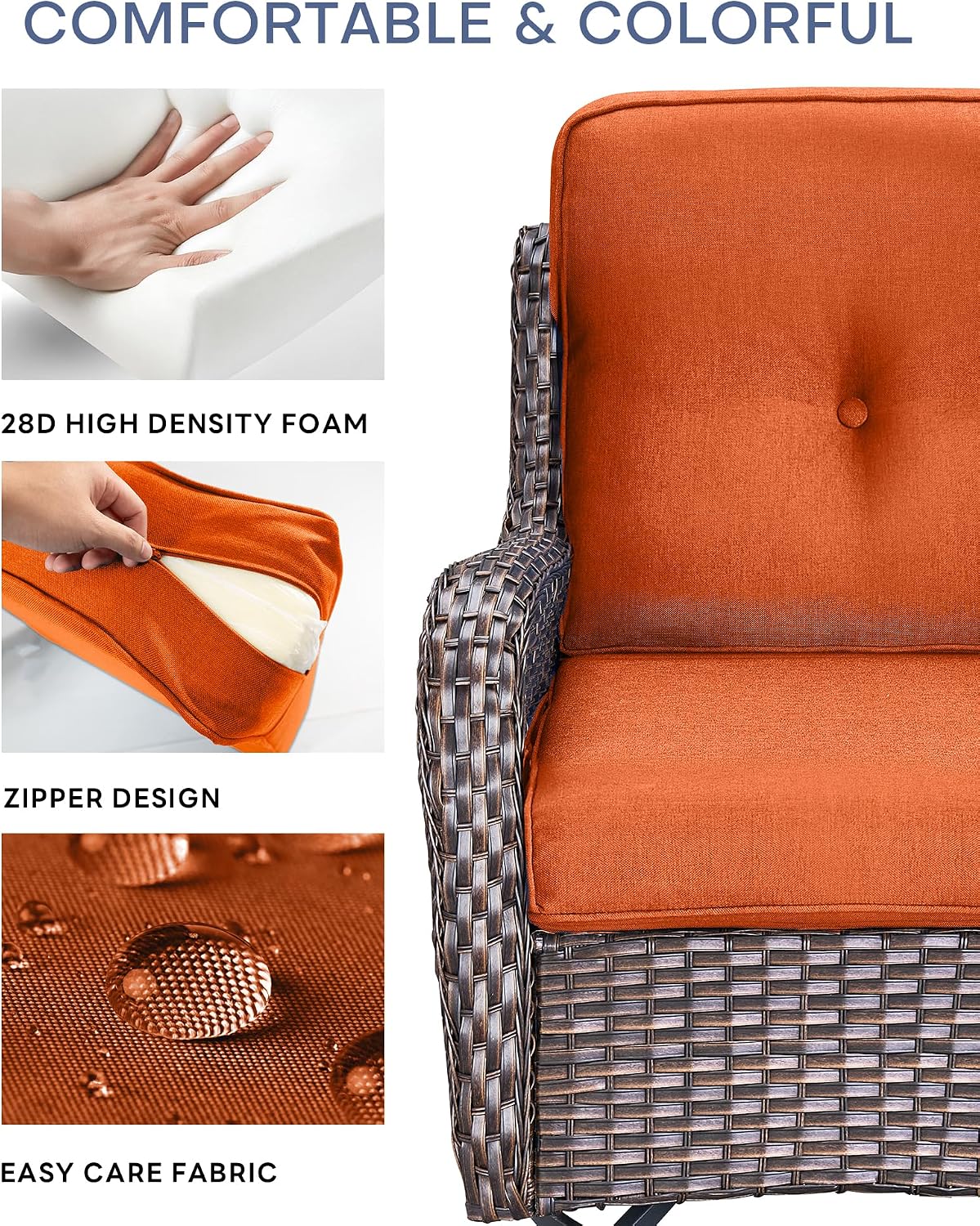 Thumbnail 4 de ACTREST ZBD006-6D Outdoor Chair Cushion Set, 4-Piece, 22 x 25-Inch Seats