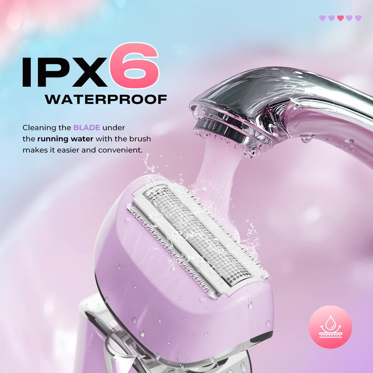 Detalle de Electric Razor for Women: Wet & Dry Cordless Shaver for Legs, Body, and Bikini