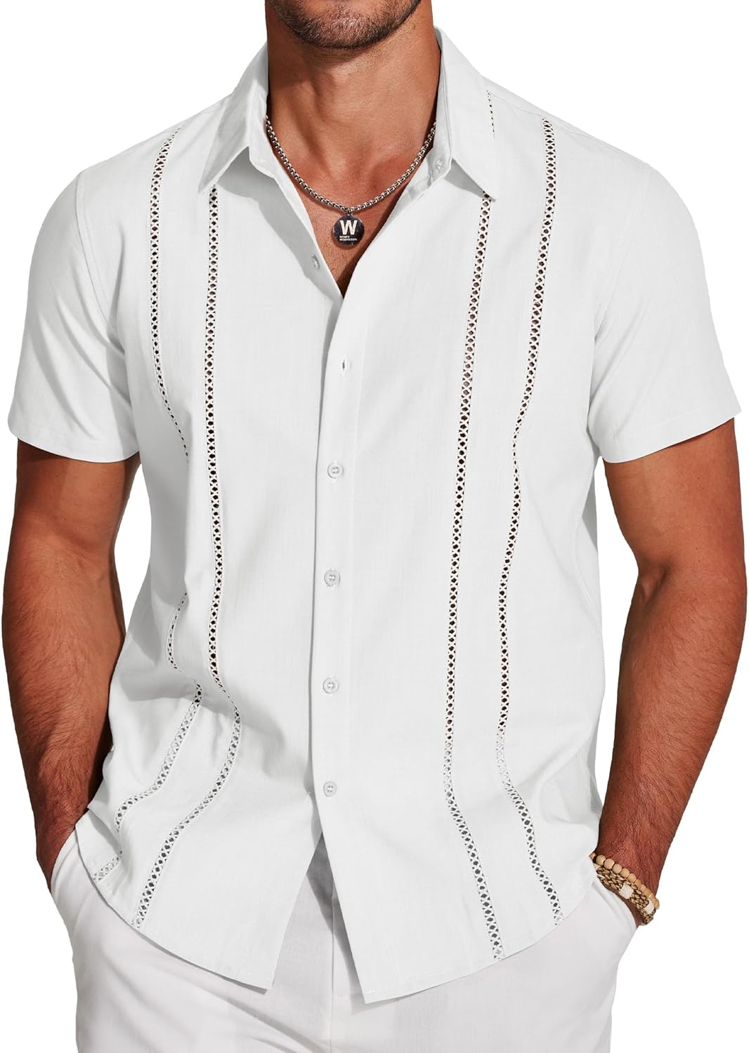 Detalle de COOFANDY Cuban Guayabera Shirt 2024 đ´