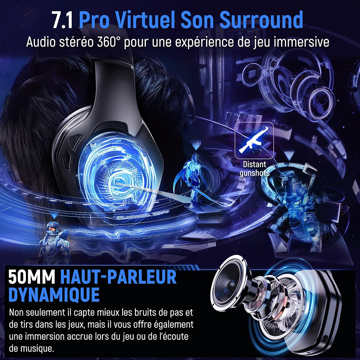 Thumbnail 1 de Tatybo WT01 Casque Gaming sans Fil
