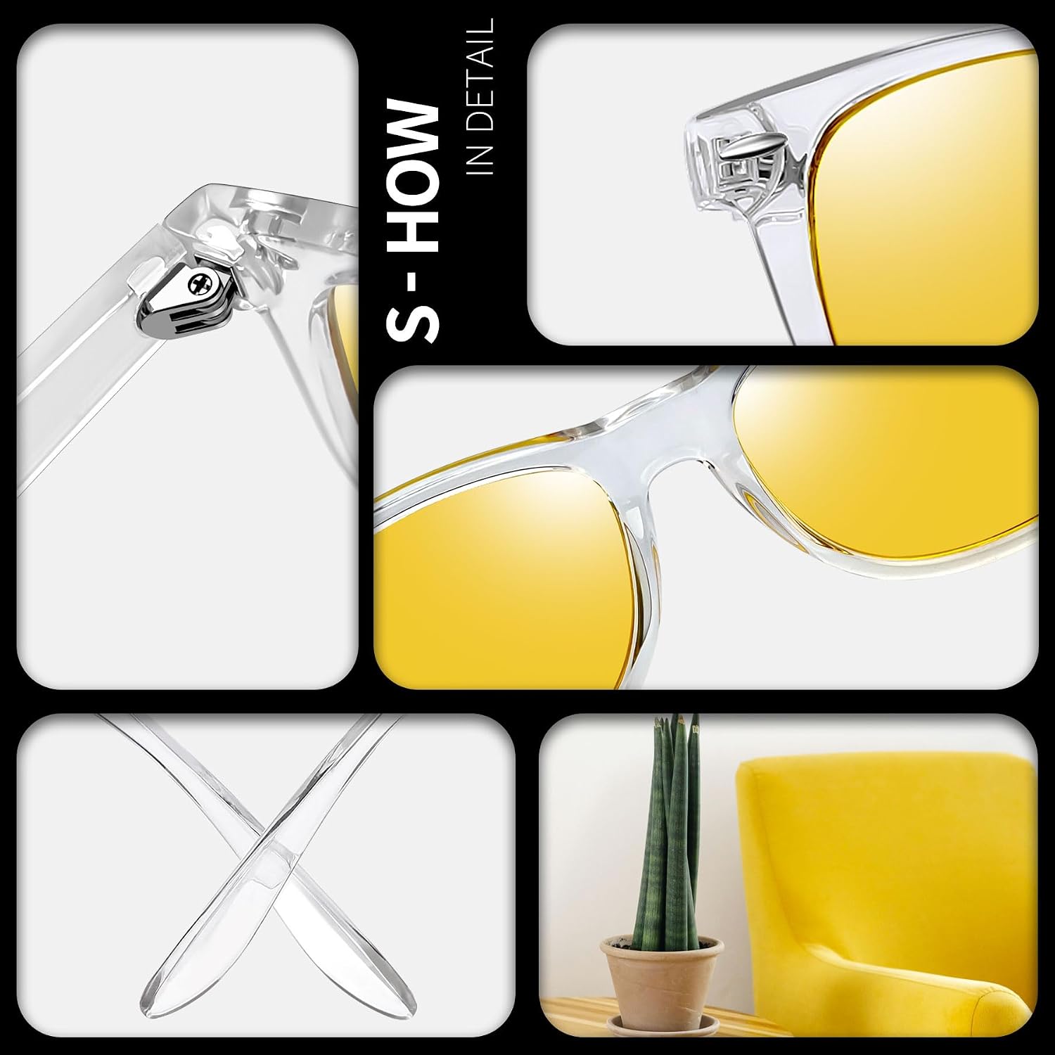 Detalle de Joopin klassische Sonnenbrille Herren & Damen (polarisiert) Retro rechteckig mit UV400