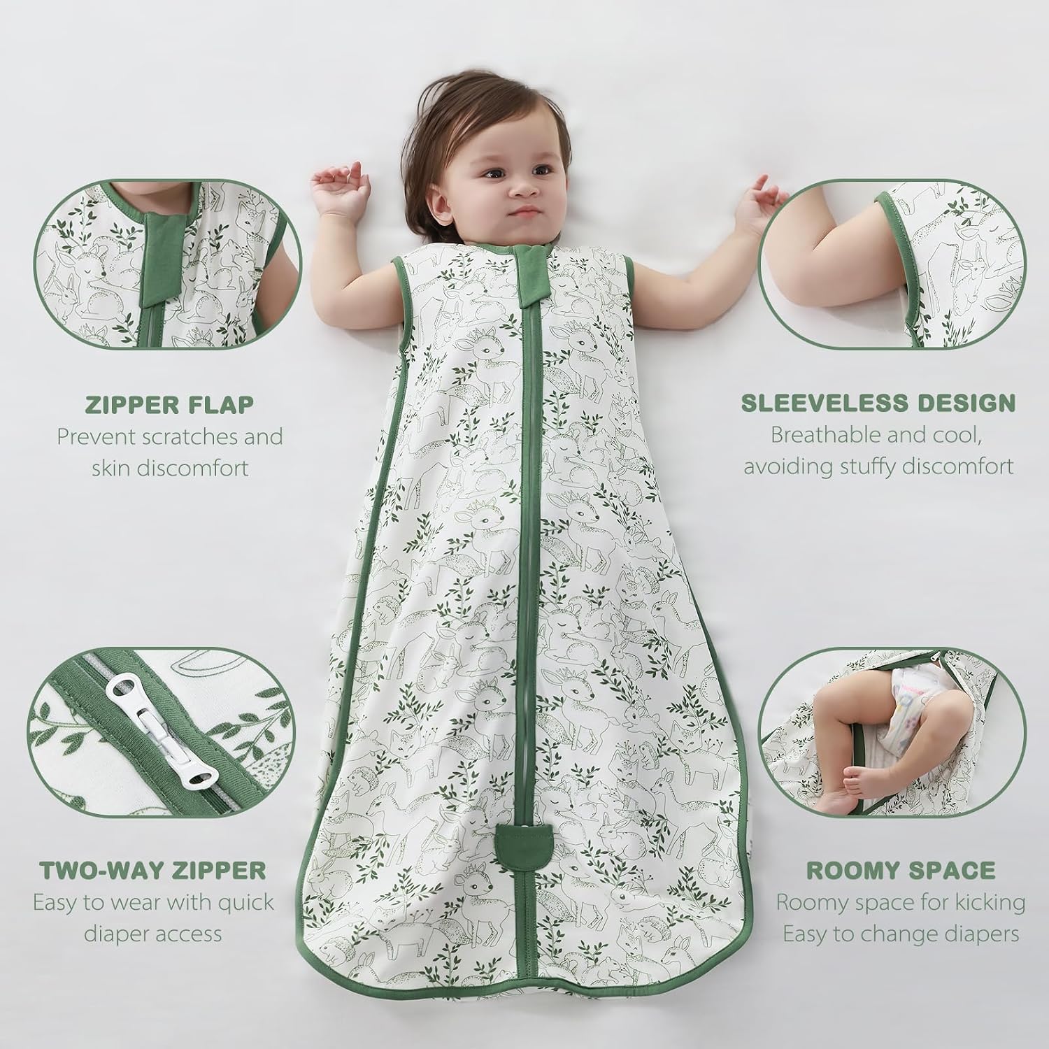 Thumbnail 3 de MIKAFEN 2pc Baby Sleeping Bag 0.5 Tog (Spring & Summer) – 0.5Tog Cotton Sleeveless Sleep Sack