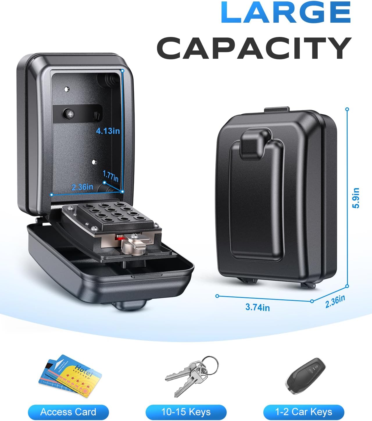 Detalle de Mohard Key Safe Wall Mounted: 12-Digit Lock Box for Secure Key Storage