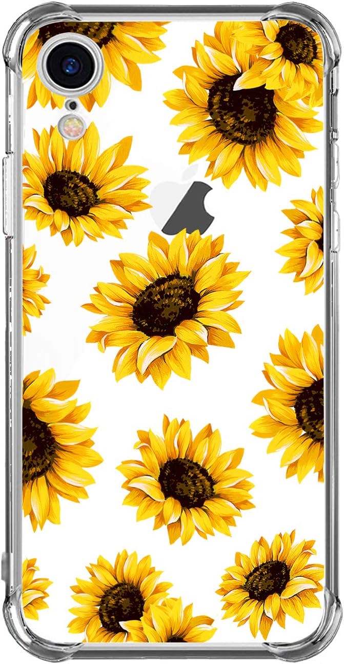 Detalle de HEYORUN KZ-02 iPhone XR Case with Sunflower Print and Clear TPU Bumper