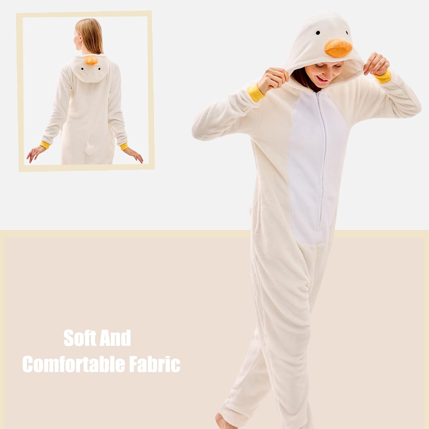 Detalle de JUOLOET Unisex Adult Animal Onesie Pyjamas with Hood and Side Pockets