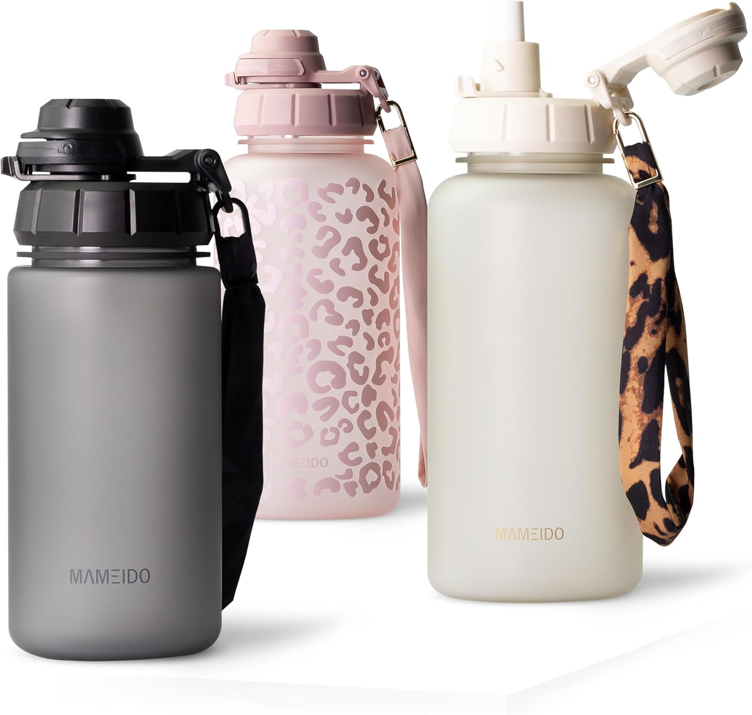 Detalle de MAMEIDO borraccia con cannuccia 500 ml motivazionale con indicatore del tempo, senza BPA, antigoccia – Wild Candy