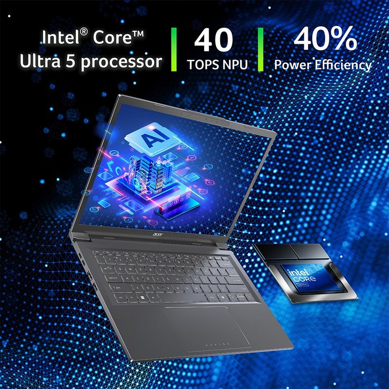 Detalle 2 de Portátil Acer Aspire 14 AI A14-52M-56CP 14” con Intel Ultra 5, 16 GB y 512 GB SSD