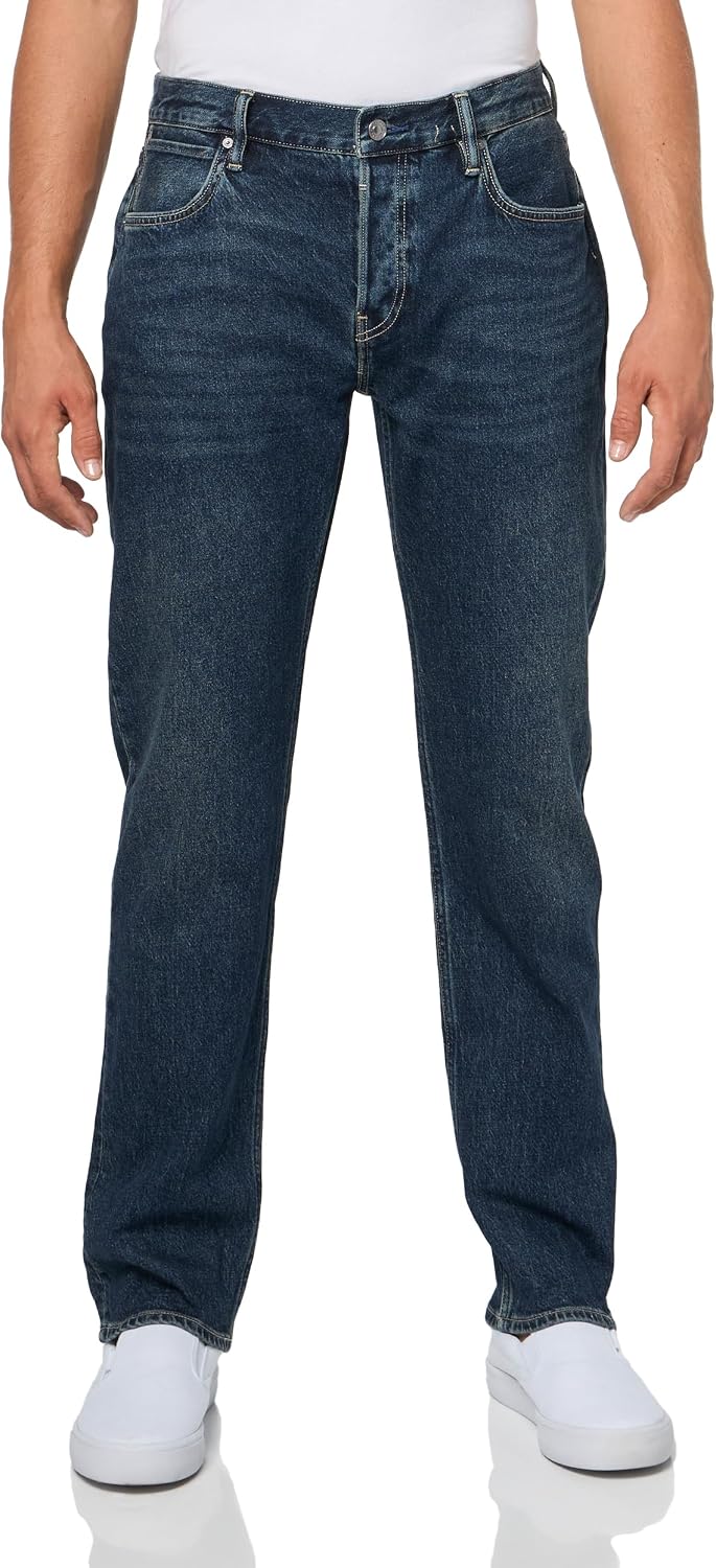 Detalle de Allsaints Iggy Slim Fit Denim Jeans – Jean Homme ajusté mid-rise, denim légèrement extensible
