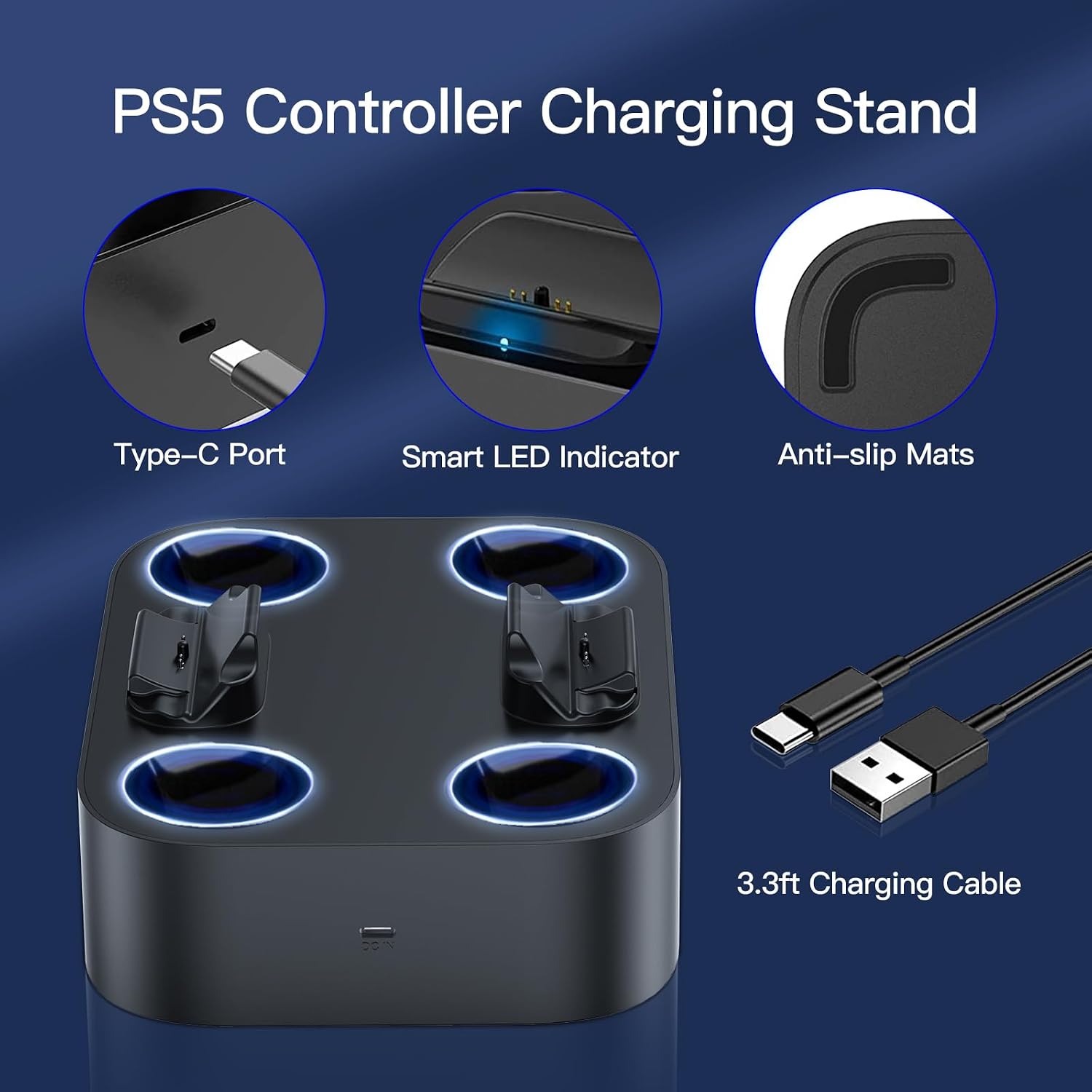 Detalle 2 de NEWDERY PS5 Controller Charger Station 2m