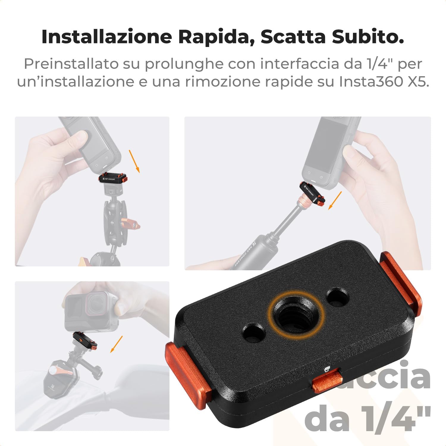 Thumbnail 1 de K&F CONCEPT Supporto magnetico a sgancio rapido per Insta360 X5 – versioni migliorate e base in alluminio