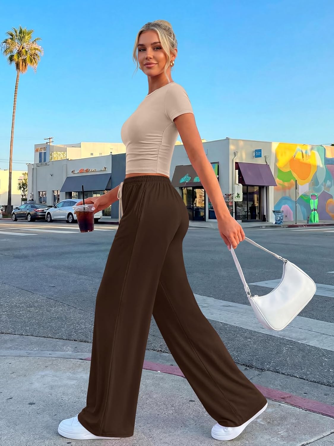 Thumbnail 2 de Trendy Queen 2-Piece Summer Lounge Set for Women: Cropped Hoodie + Wide-Leg Pants