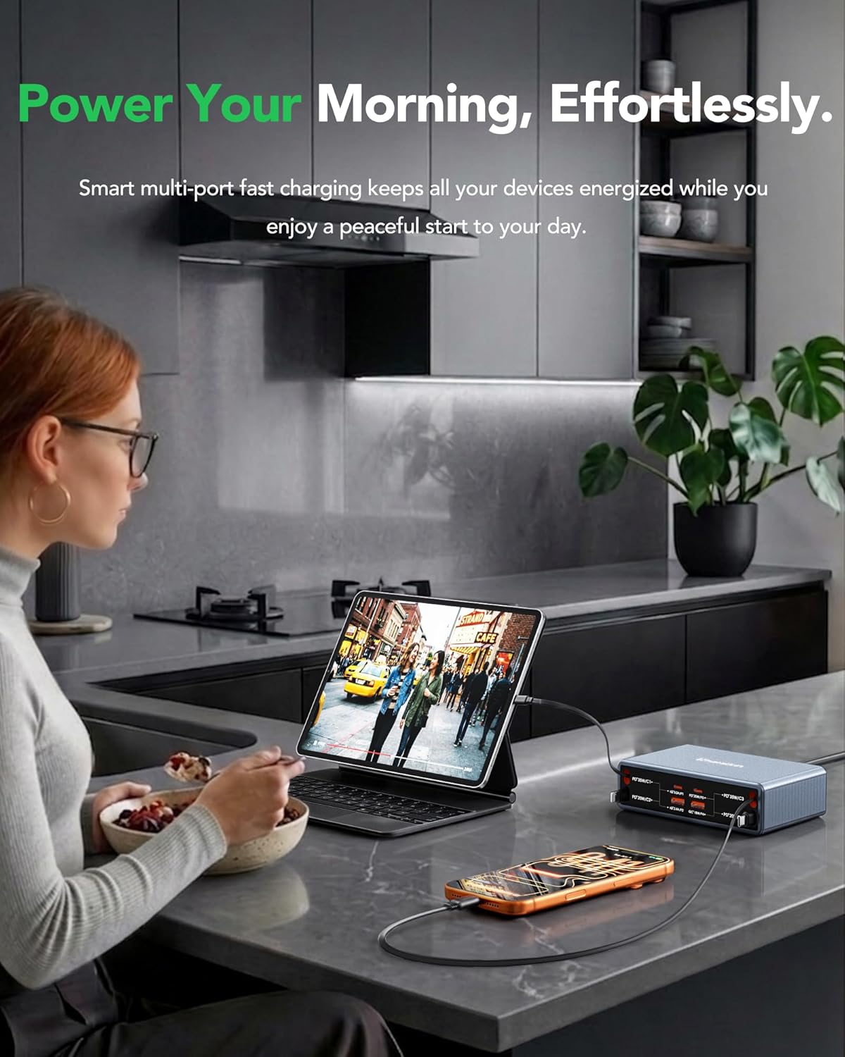 Thumbnail 1 de 8-in-1 Retractable Charger Dock with 105W GaN Power for 8 Devices