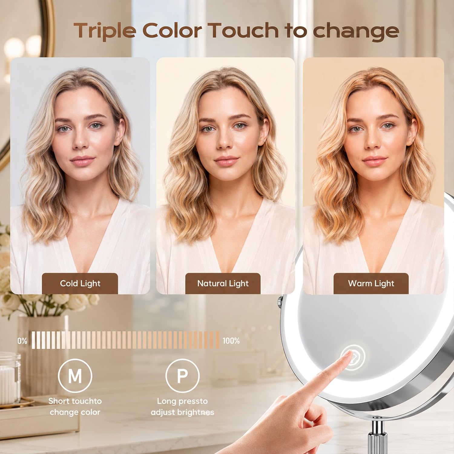 Thumbnail 5 de Dienmern Lighted Makeup Mirror with 1X/20X Magnification, 360° Rotation, and 5000mAh Rechargeable Battery