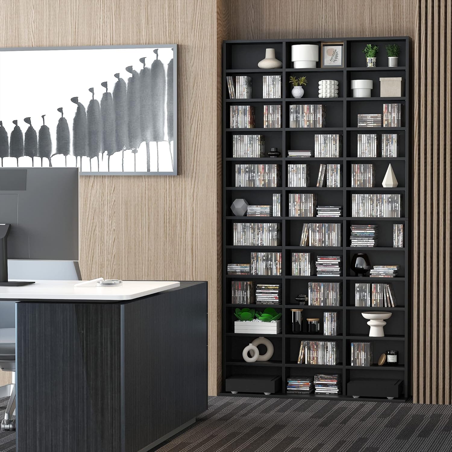 Thumbnail 6 de HOMCOM Rangements CD/DVD — Étagère polyvalente 102 x 23,5 x 195 cm, noir