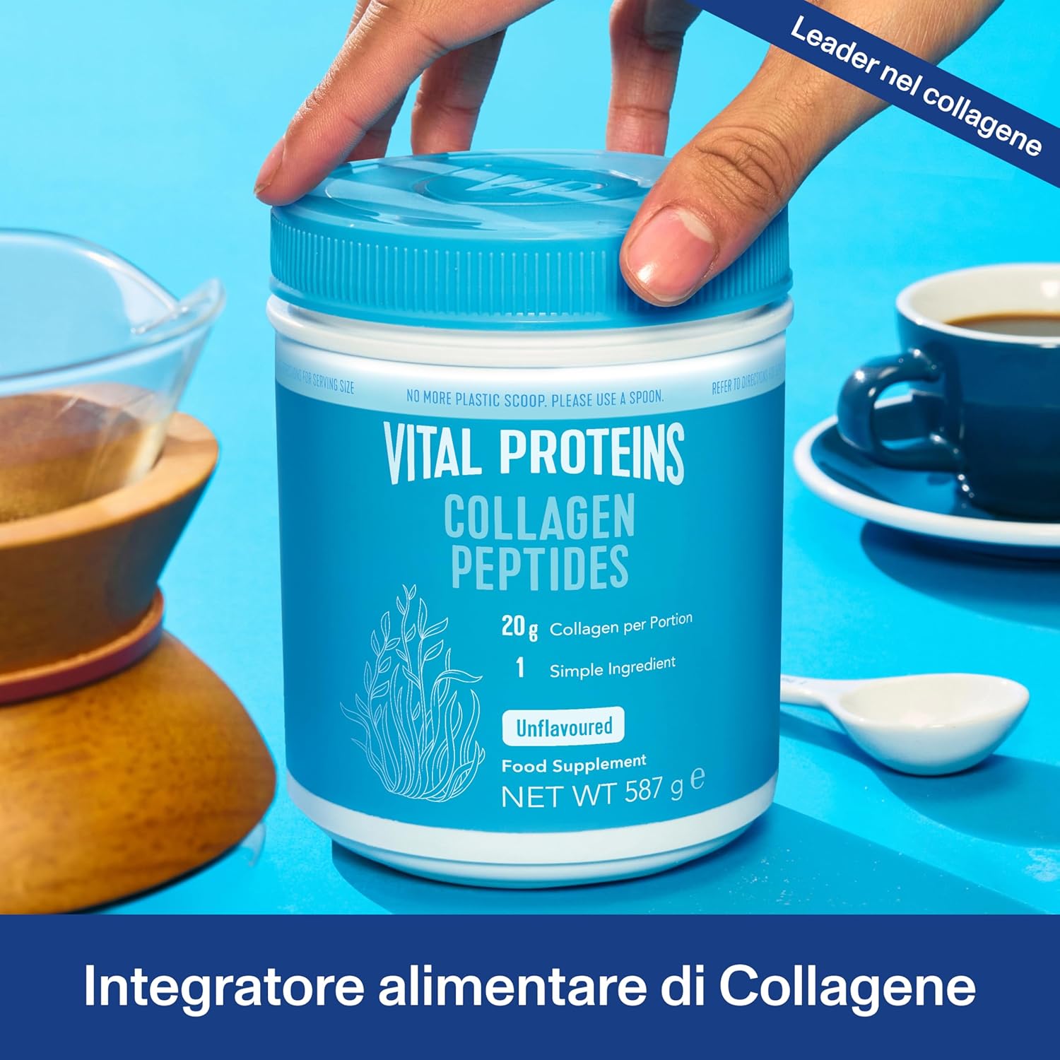 Detalle de Vital Proteins Collagen Peptides – Collagene idrolizzato in polvere 587 g (tipo I, III, bovino)