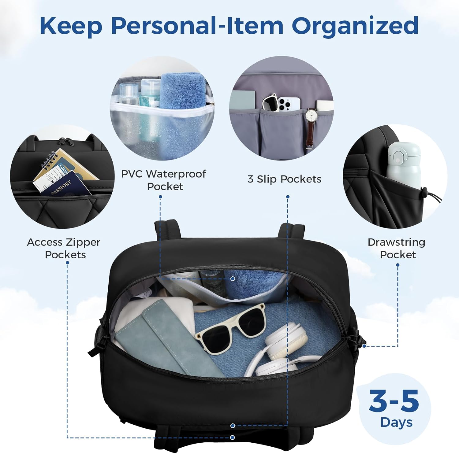 Detalle 2 de Lekespring Weekend Overnight Bag 25L waterproof holdall
