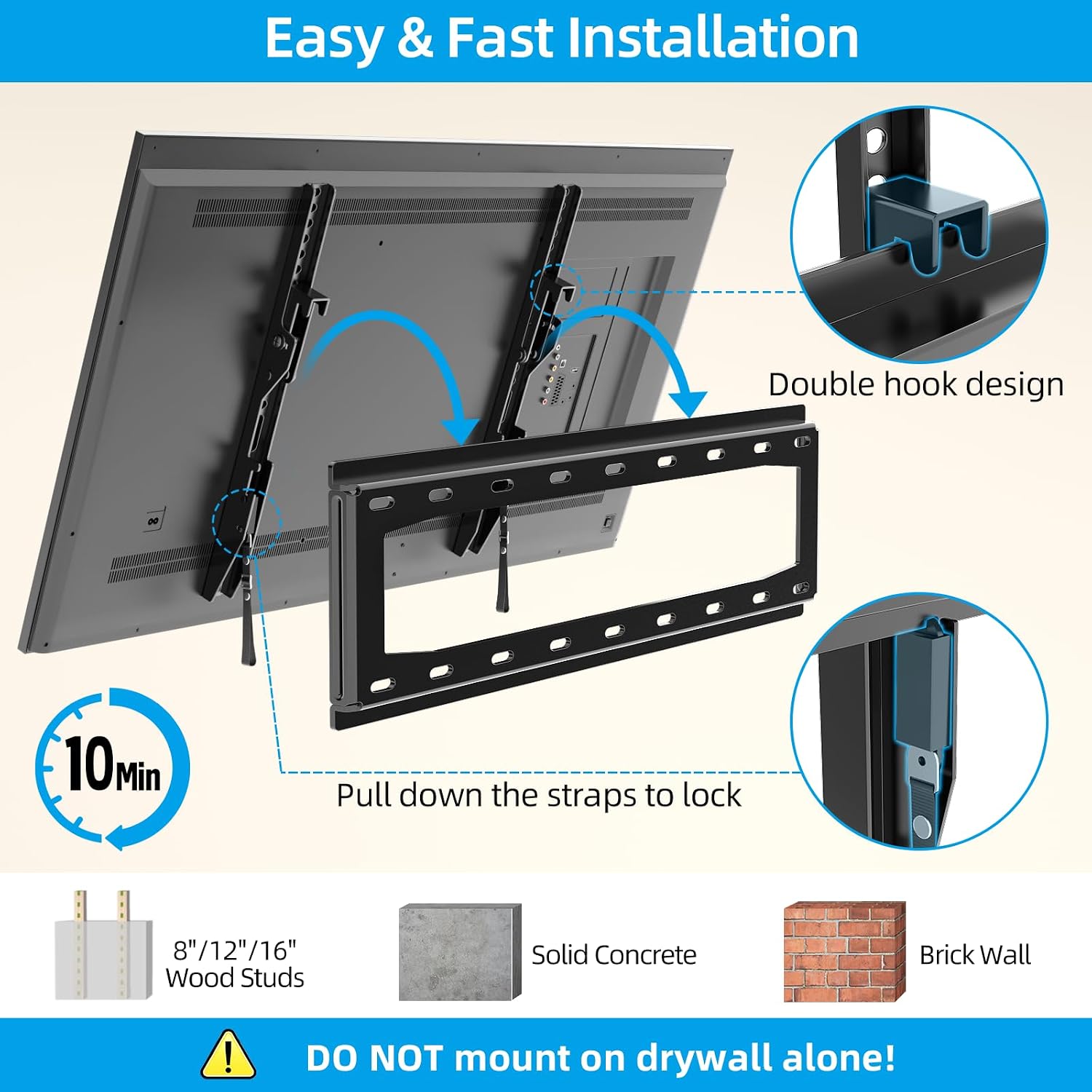 Detalle de HOME VISION HV9401 Tilt TV Wall Mount for 26-65 Inch TVs (VESA 100x100 to 400x400, 99 lbs)