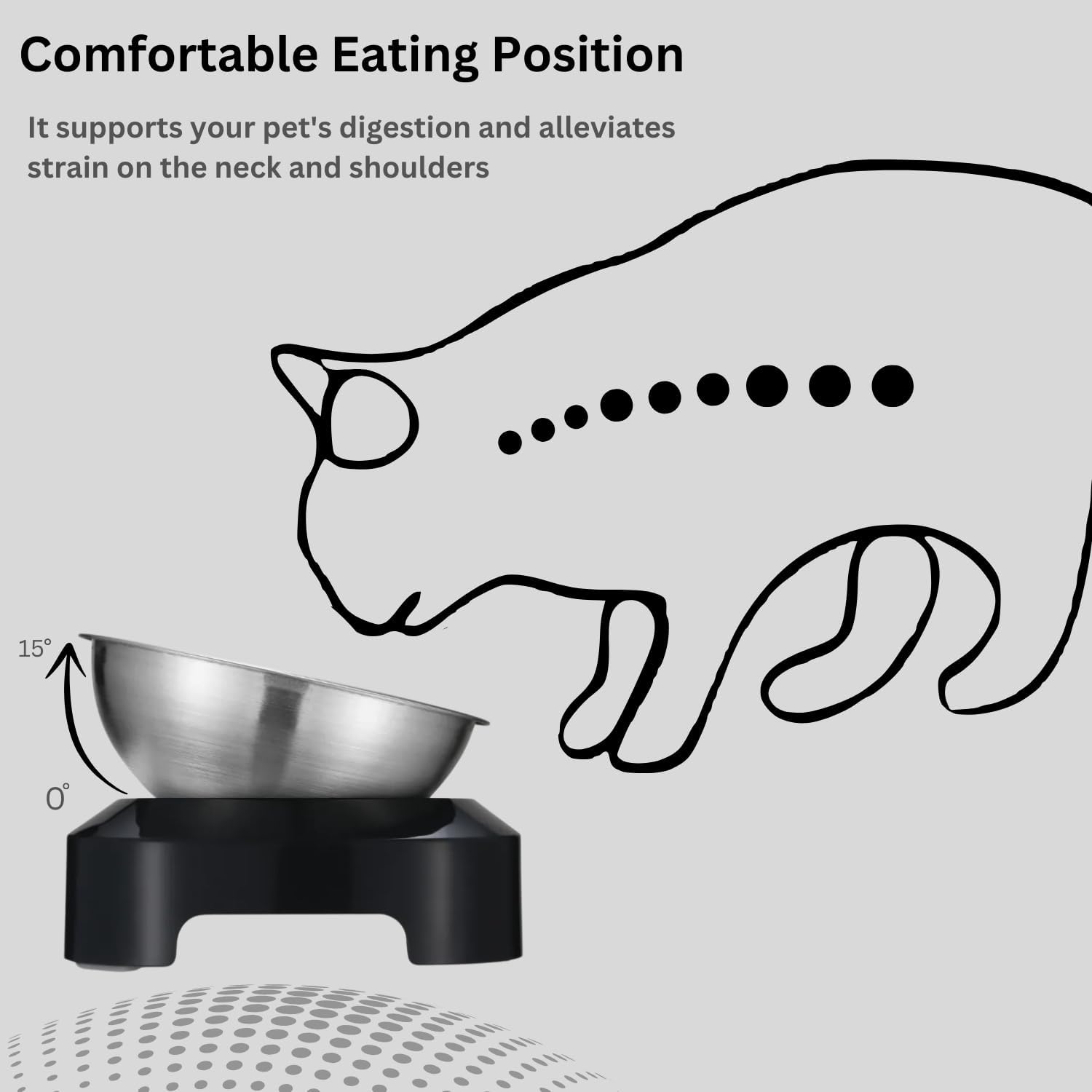Thumbnail 3 de H&A PETCARE Raised Cat Bowl with Stand – 0° and 15° Tilted Dual Bowls Set