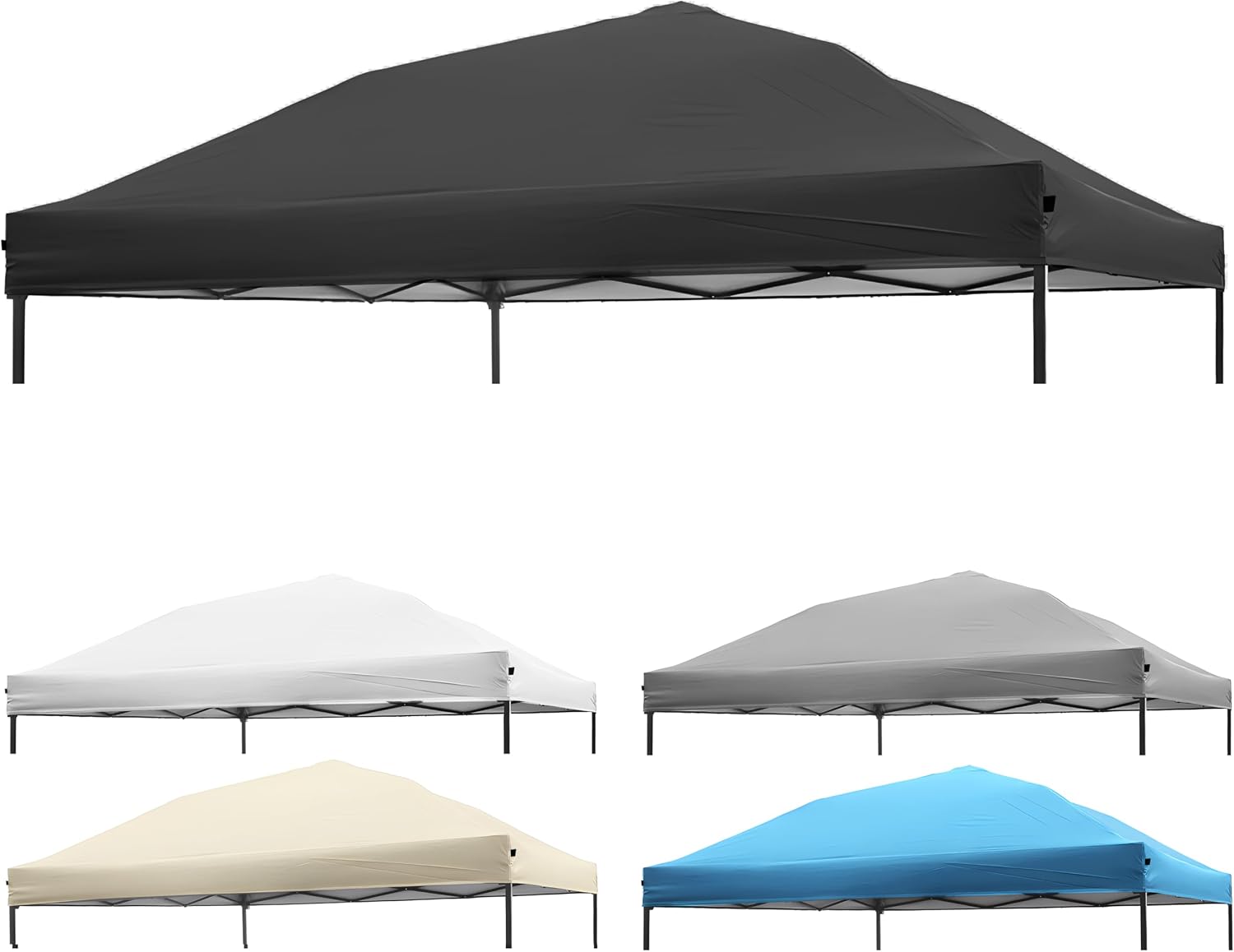 Detalle de NINAT 10x10 ft Replacement Canopy Top, Black Polyester, Waterproof UV Protection