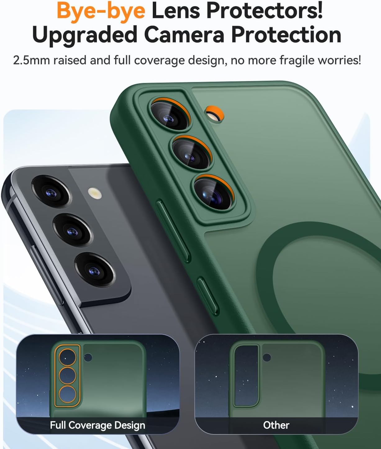 Thumbnail 2 de CANSHN Coque Magnétique pour Samsung Galaxy S22 — Translucide Vert Foncé, Protection Appareil Photo et MagSafe
