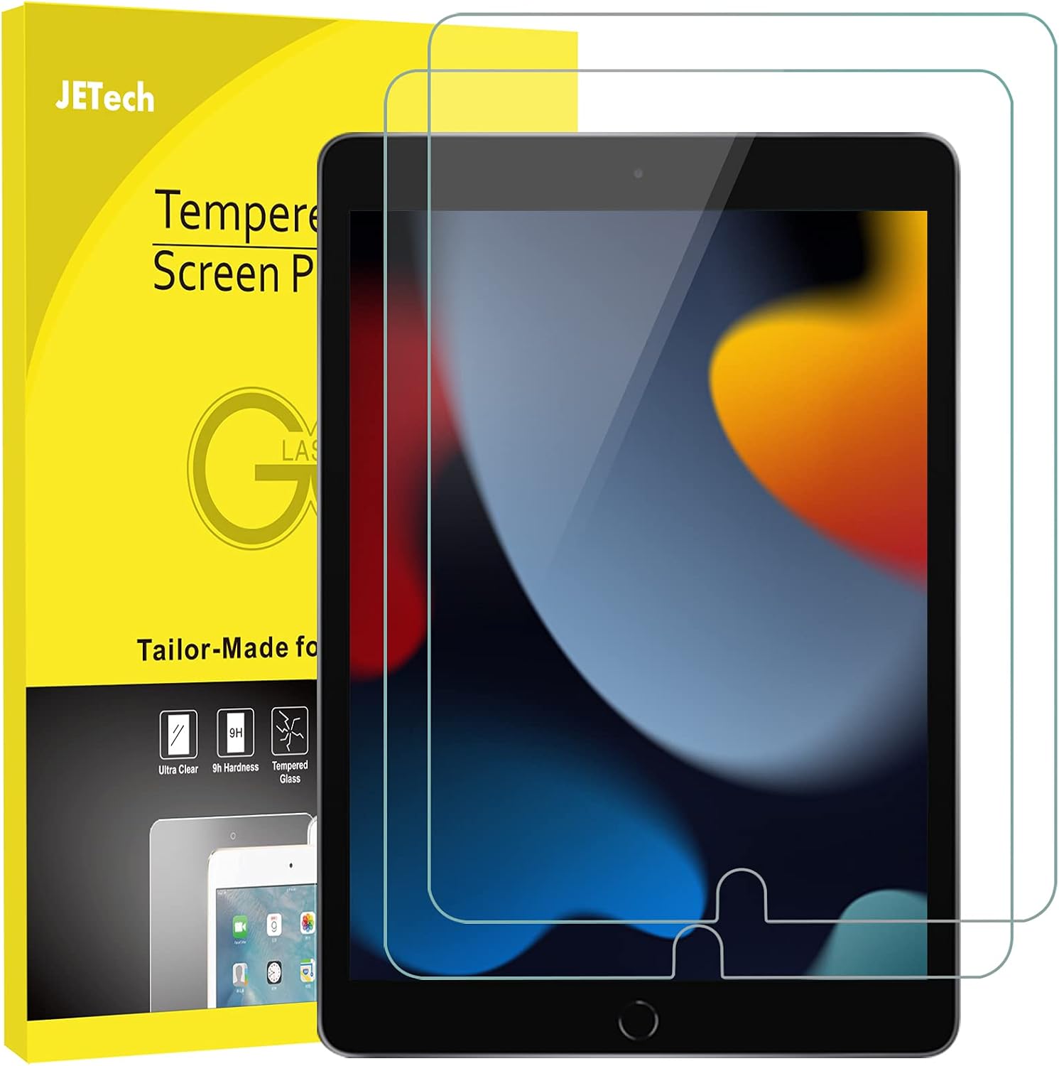 Detalle de JETech tempered glass screen protector for iPad 10.2-inch (9th/8th/7th gen, 2021/2020/2019) – 2-pack