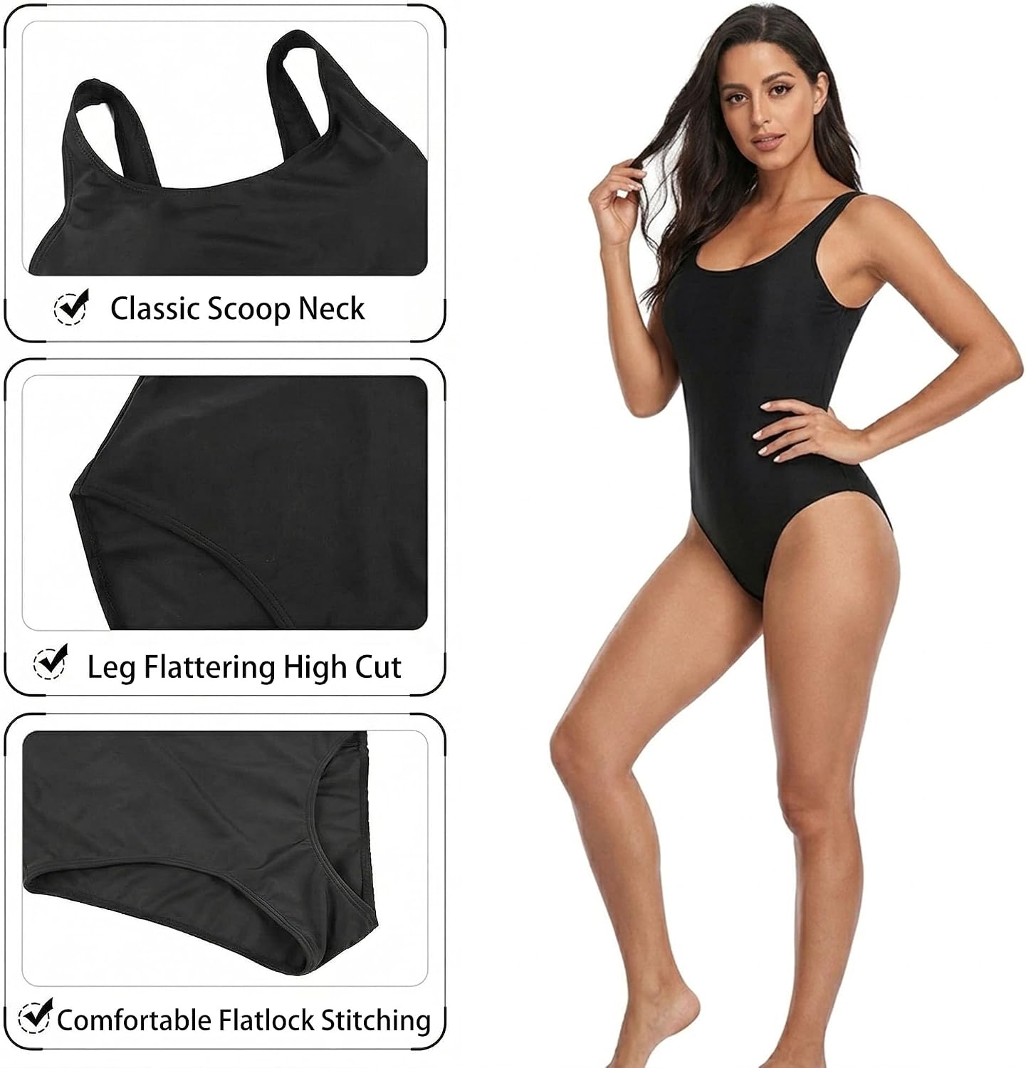 Detalle 2 de Dreaku Women’s One Piece Swimsuit with Tummy Control and Removable Pads
