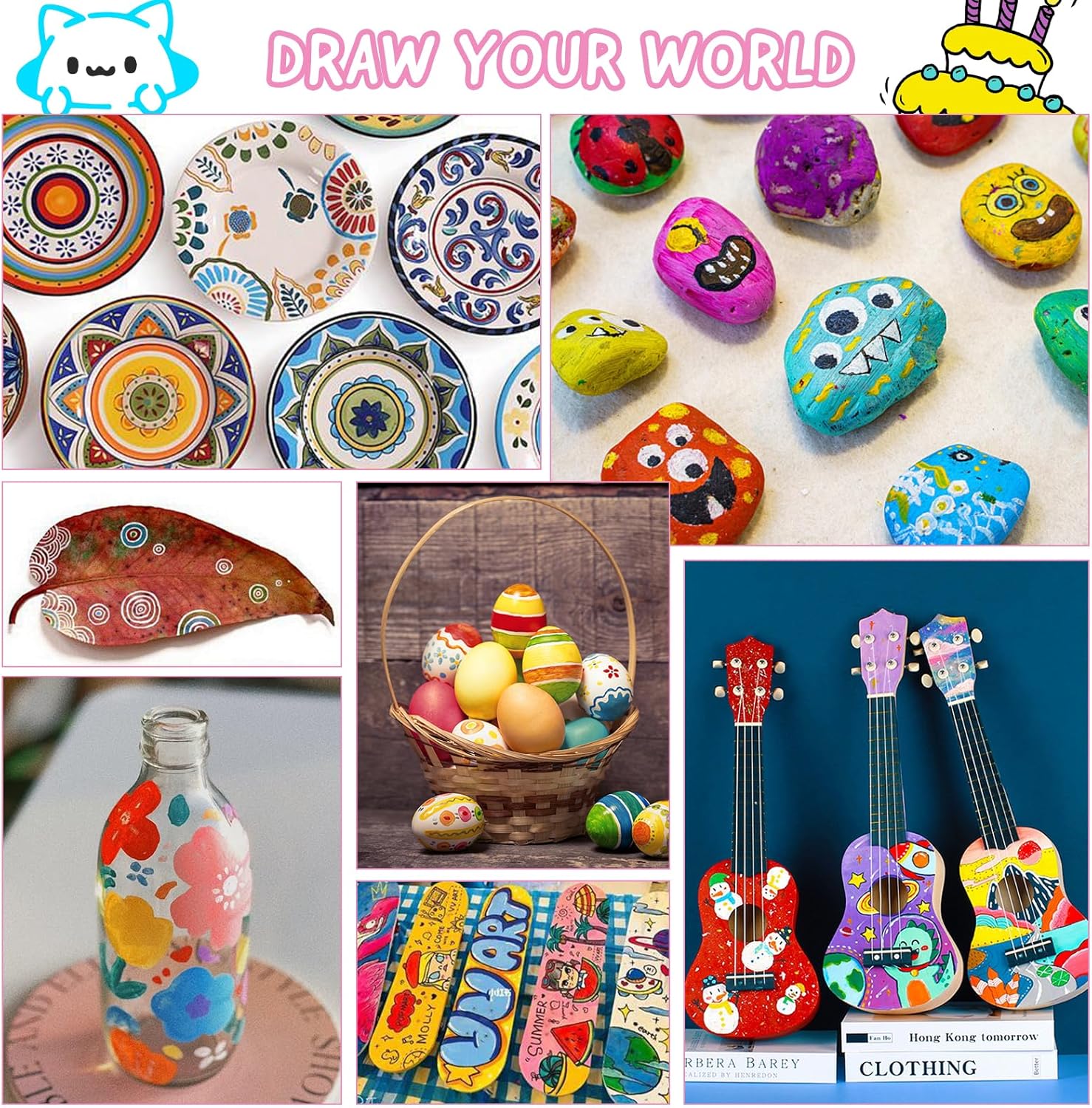 Detalle 2 de YITHINC 60-Colour Acrylic Paint Pens for Rock Painting and Crafts