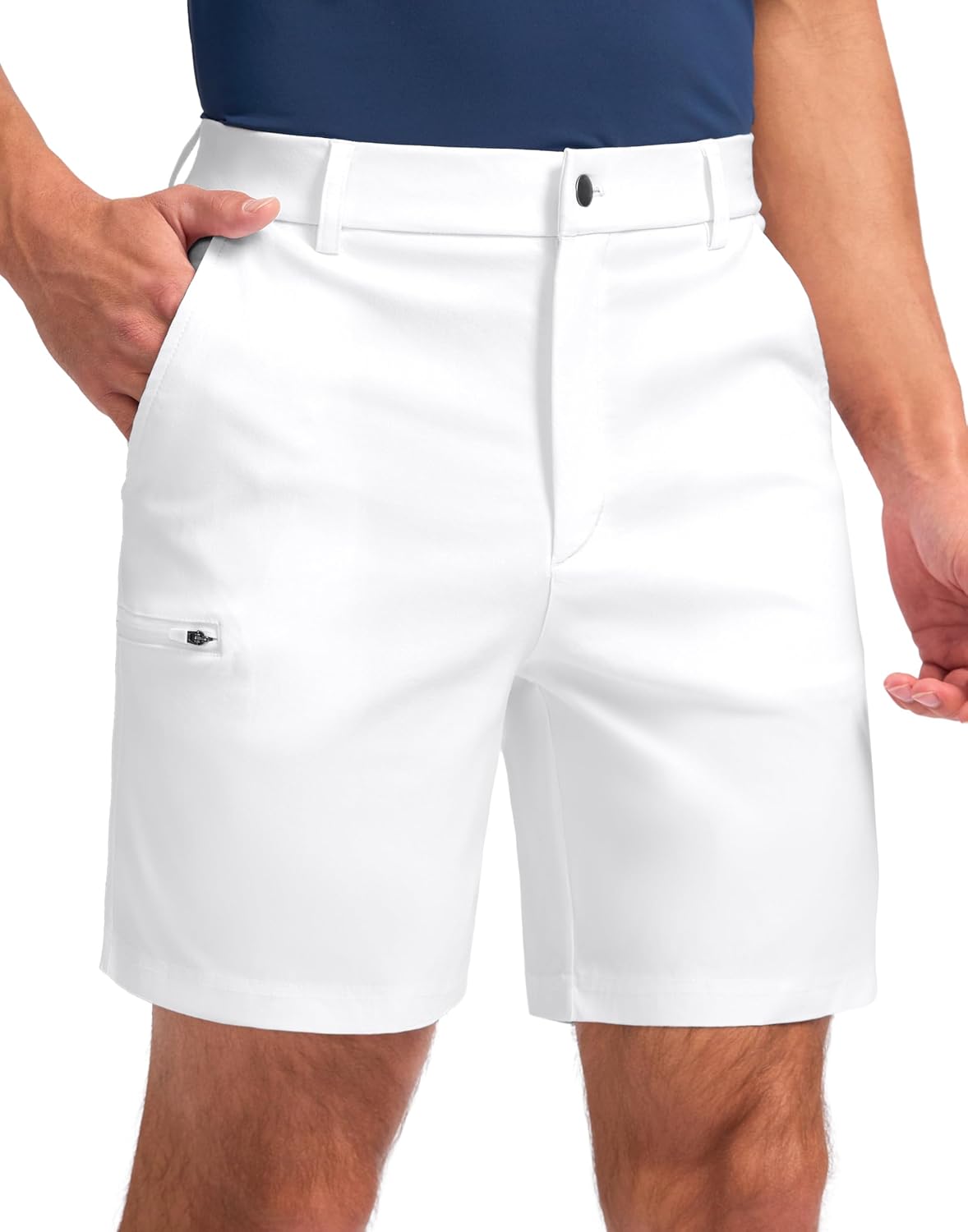 Detalle de Pudolla Men's Casual Shorts 7/9 Inch Golf Shorts Stretch with 4 Pockets