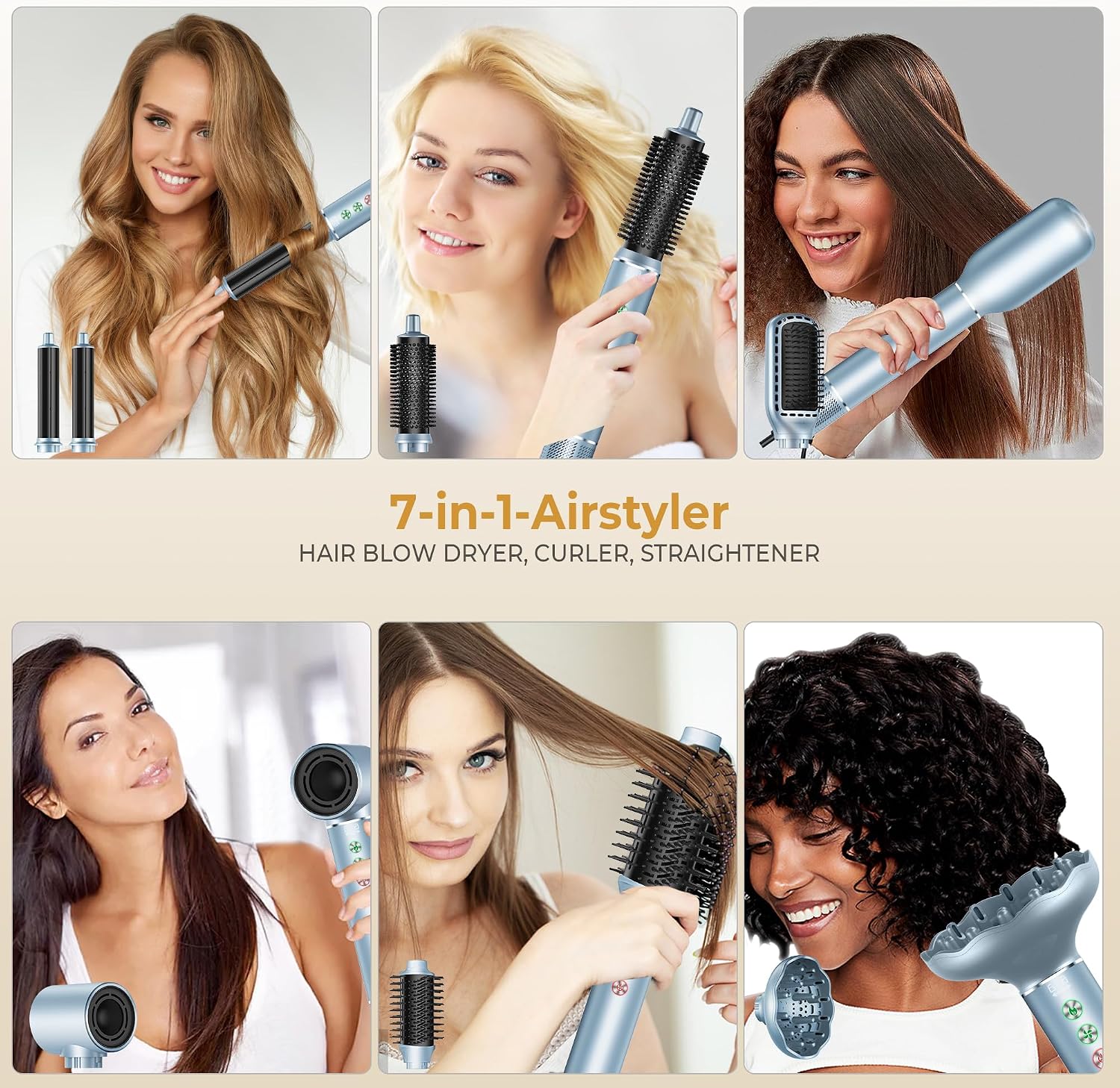 Detalle 2 de 7 in 1 Hair Styler Airbrush with 110000 RPM high speed