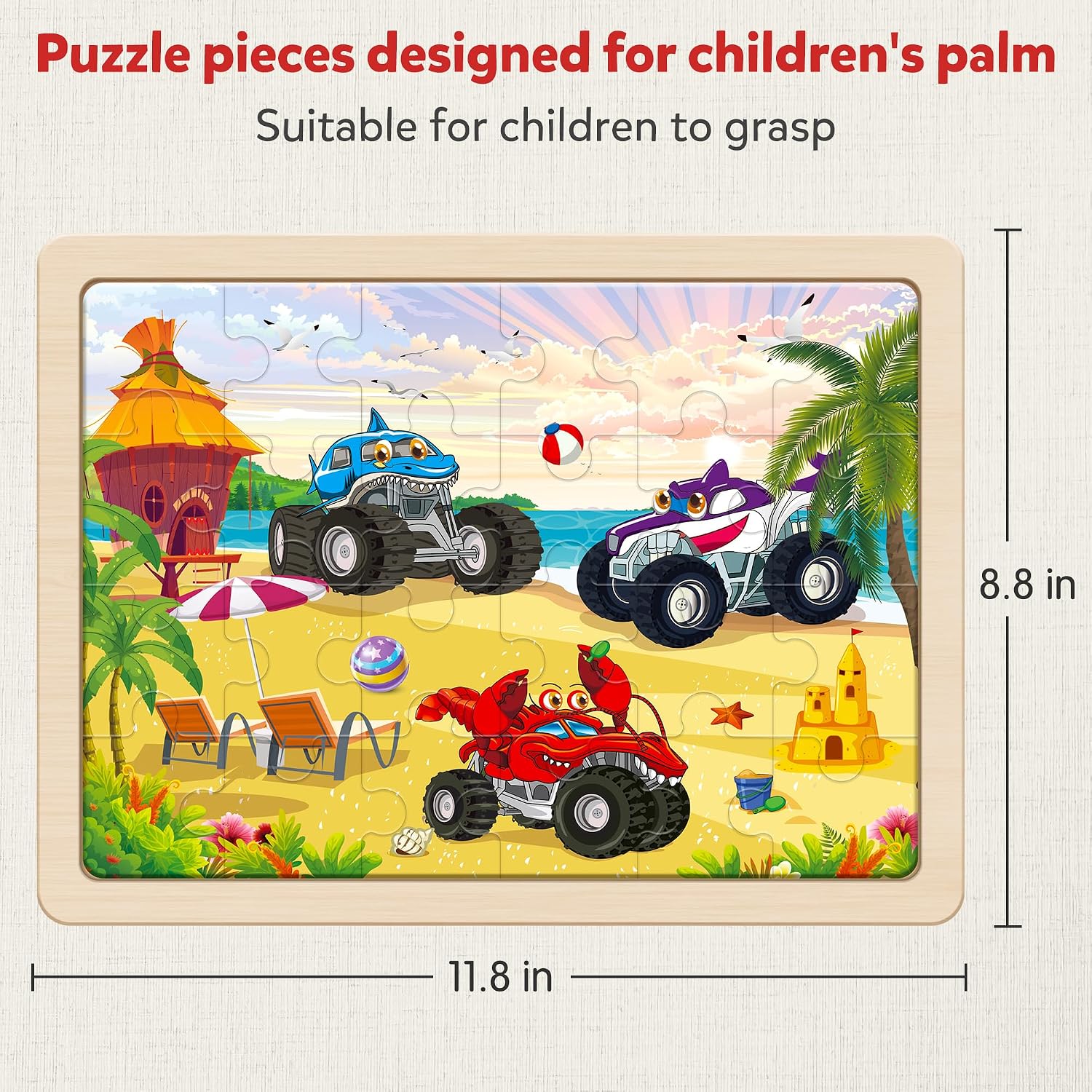 Thumbnail 4 de SYNARRY Large Wooden Monster Truck Puzzle 11.8x8.8 in