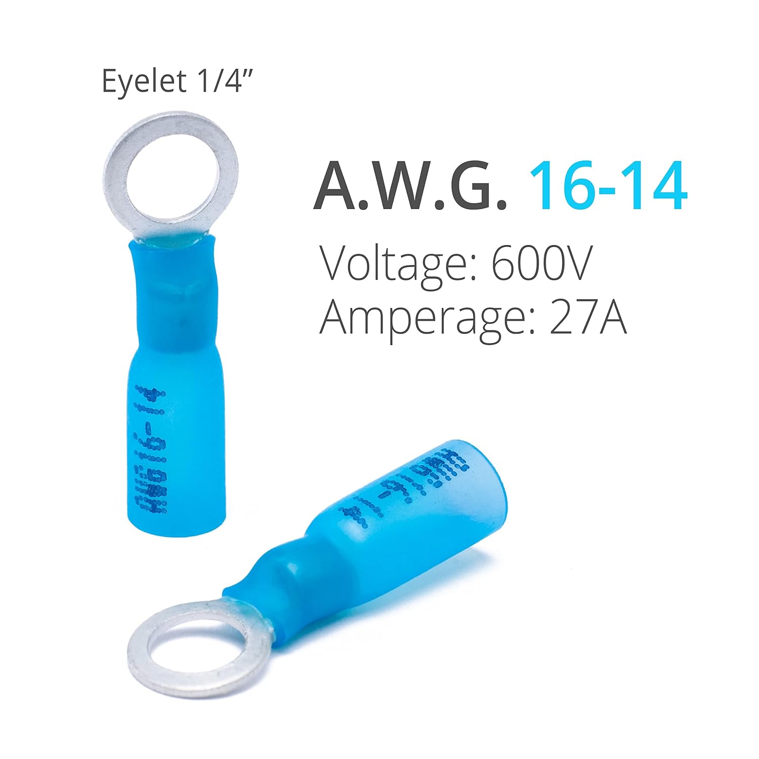 Thumbnail 1 de Wirefy Heat Shrink Ring Terminals 1/4" (Marine Grade) – Waterproof eyelet connectors, red, 16–14 AWG, 130 pcs