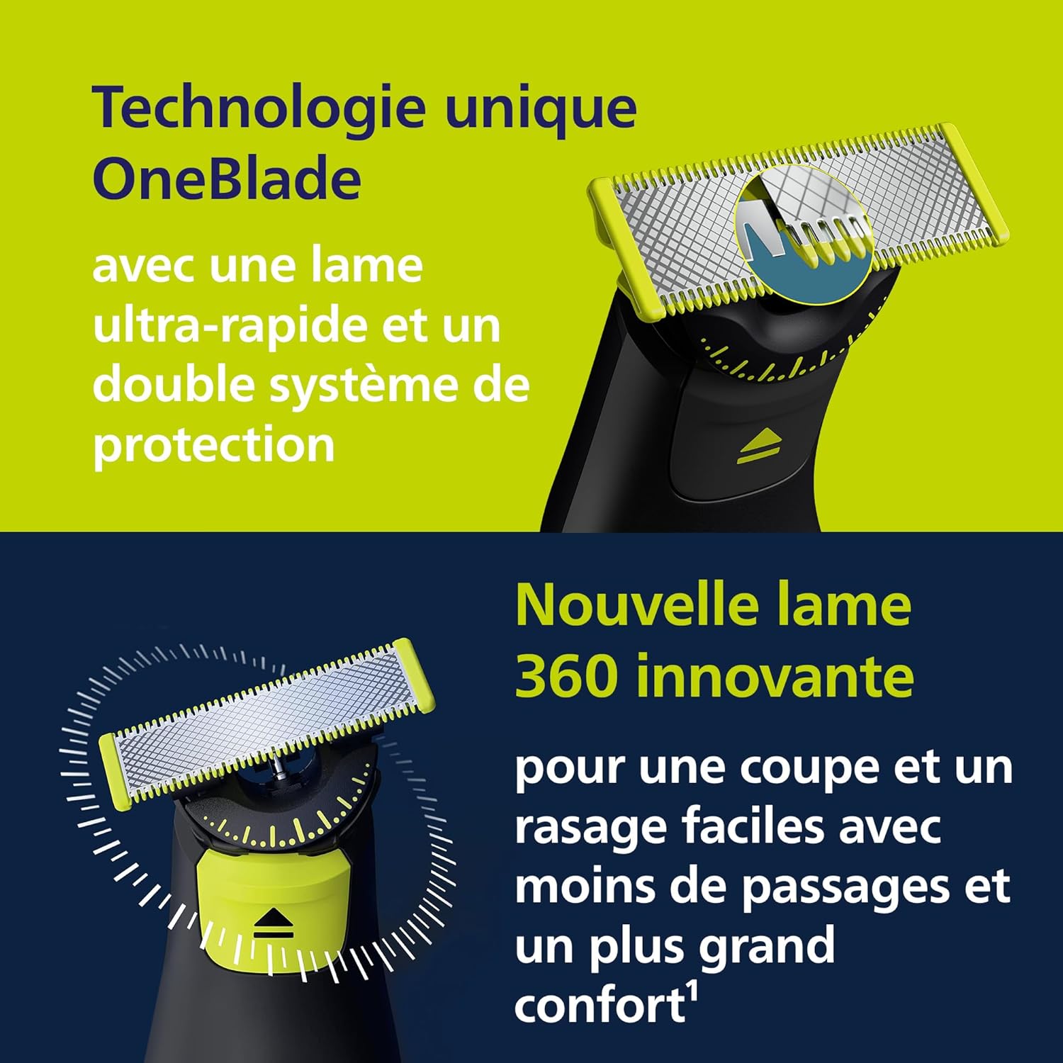 Detalle de Philips OneBlade Pro 360 Authentique Visage+Corps (QP6652/35) – Tondeuse à barbe et rasoir 2 lames 360