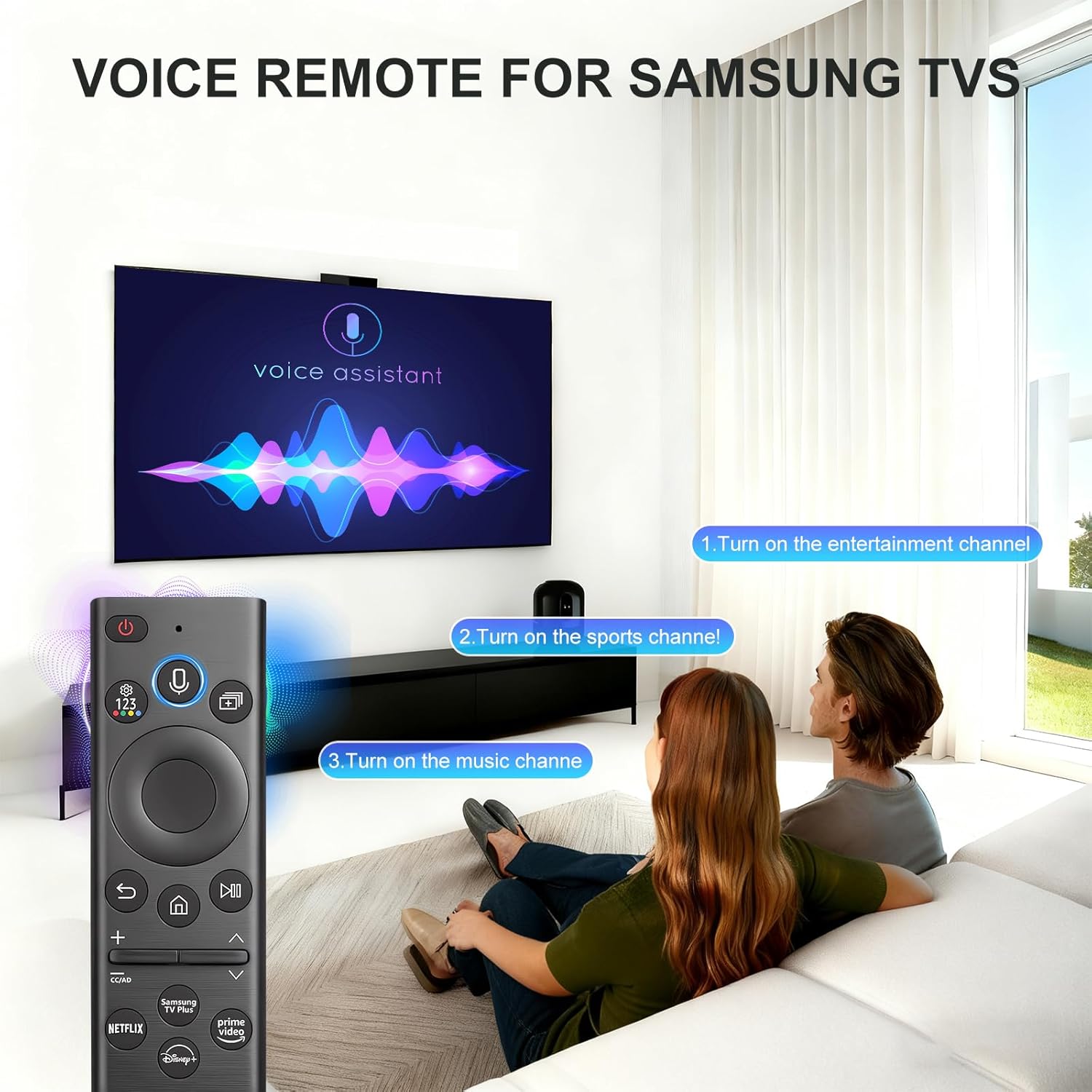 Thumbnail 2 de Replacement TV Remote with Voice Function (Universal) for Samsung 2018–2025 UHD Neo QLED OLED 4K/8K Smart TVs