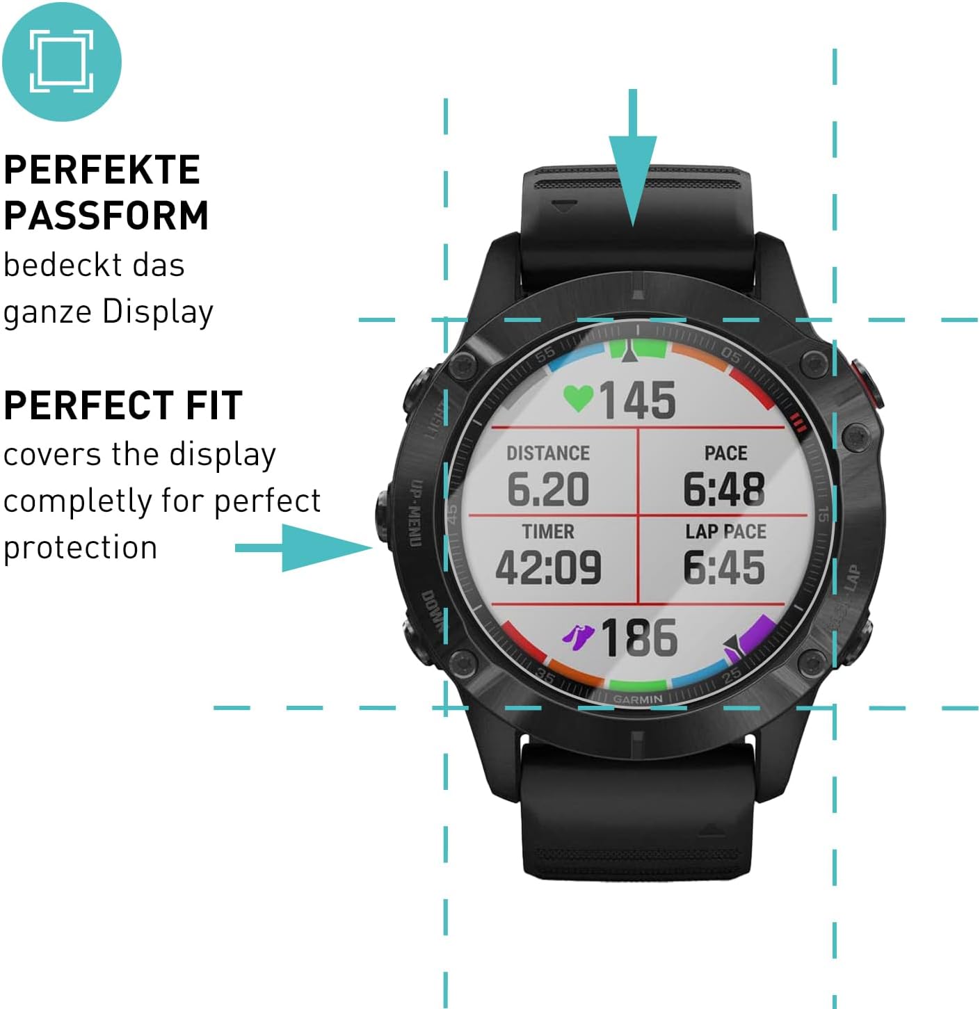 Thumbnail 2 de SmarTect Tempered Glass Screen Protector for Garmin Fenix 6 / 6 Pro, 9H, 3-Pack