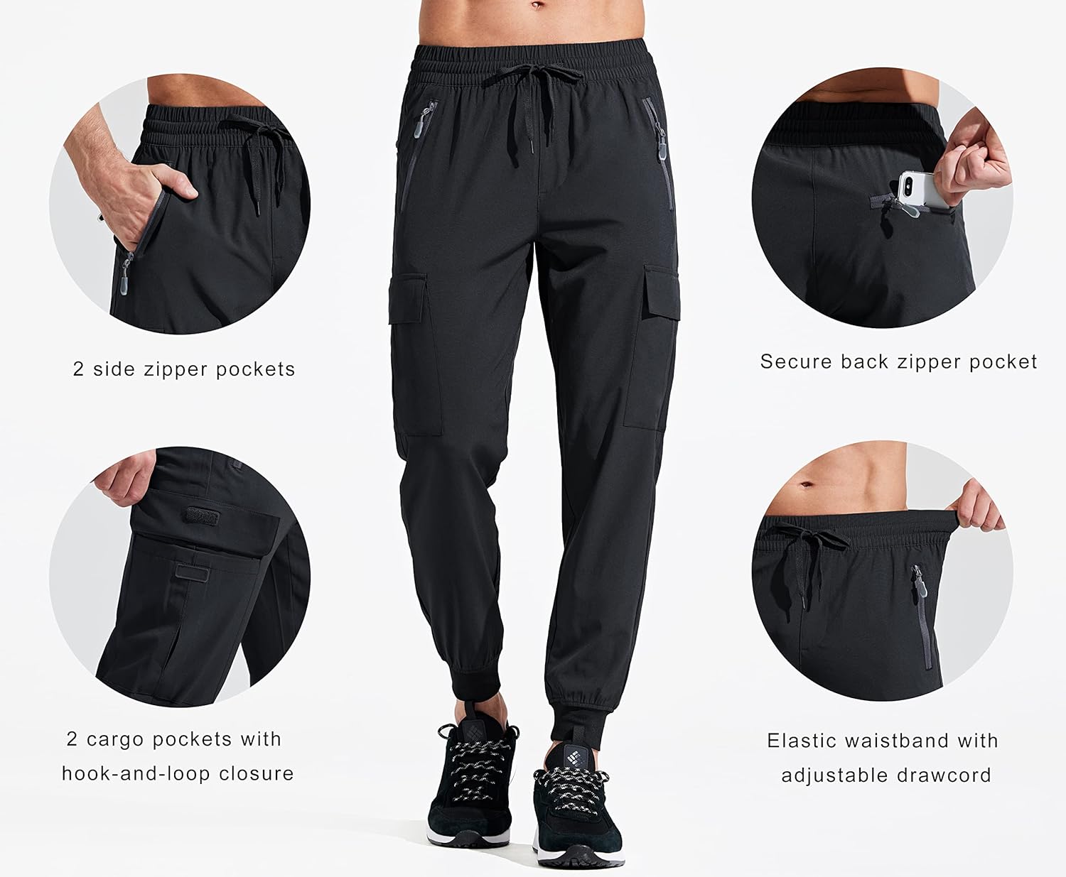 Detalle de Libin Men's Lightweight Joggers: Quick Dry Cargo Hiking Trousers for Everyday Adventure