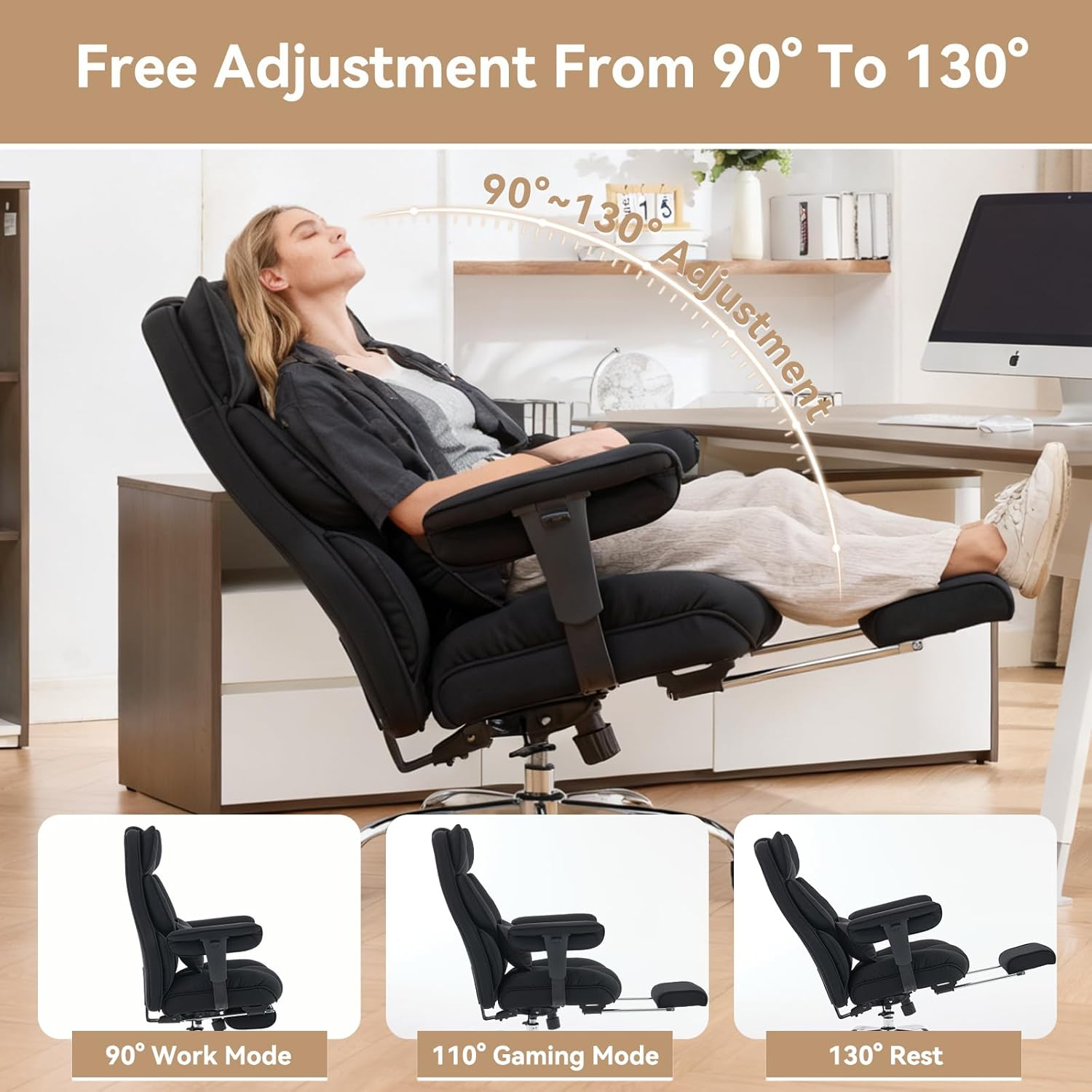 Detalle 2 de Efomao Big and Tall Office Chair with Footrest