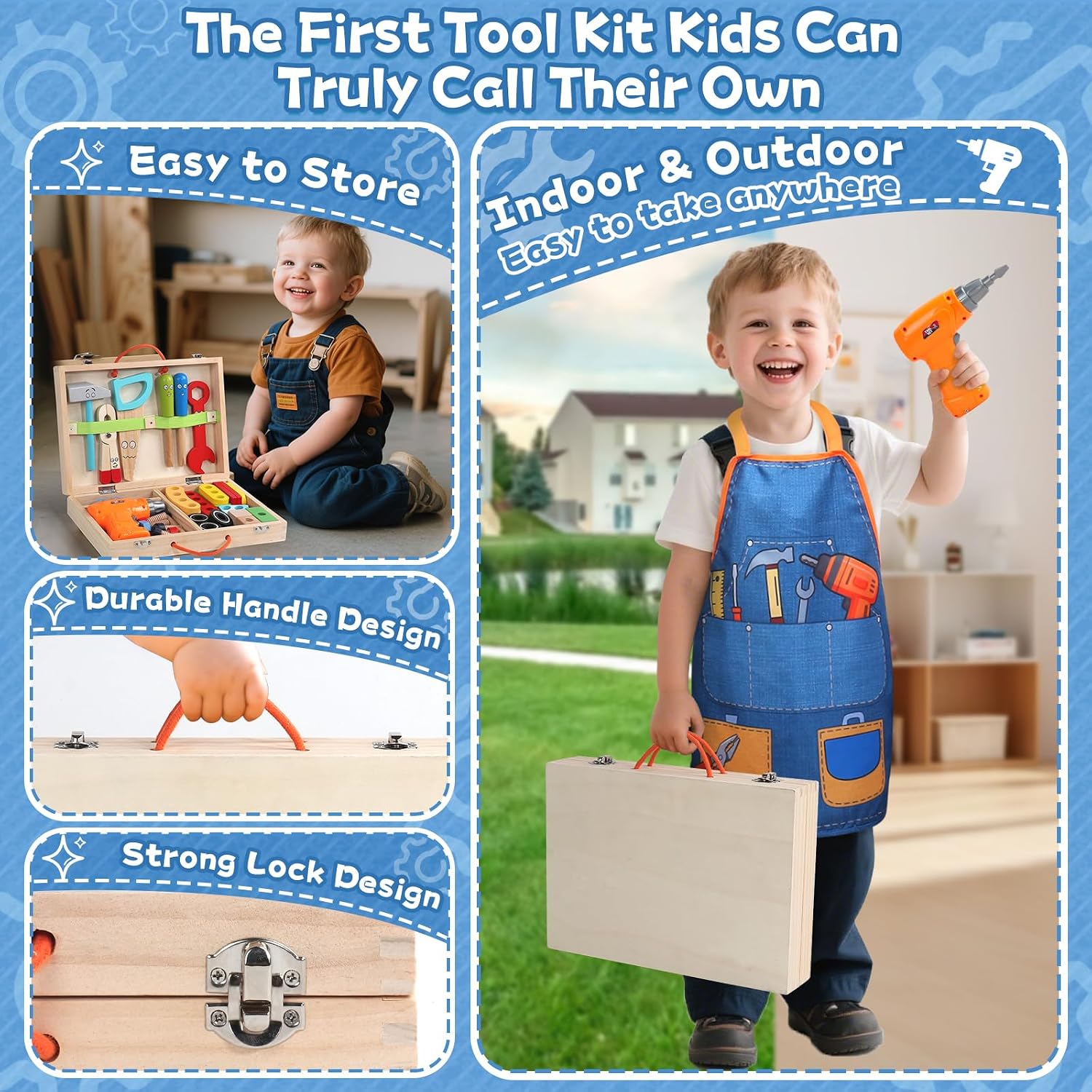Thumbnail 6 de Kids Tool Set Wooden 47‑Piece Kit