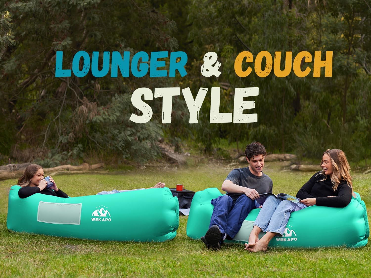 Thumbnail 6 de WEKAPO Air Lounger Inflatable Sofa with Built-In Pillow, 210T Rip-Stop Polyester