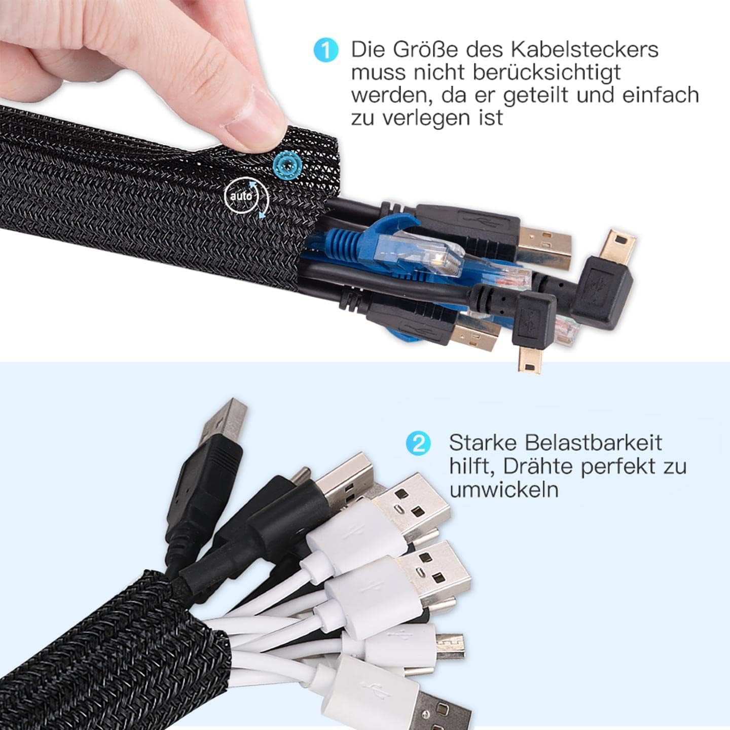 Detalle 1 de AGPTEK Kabelschlauch 2 m 25–39 mm