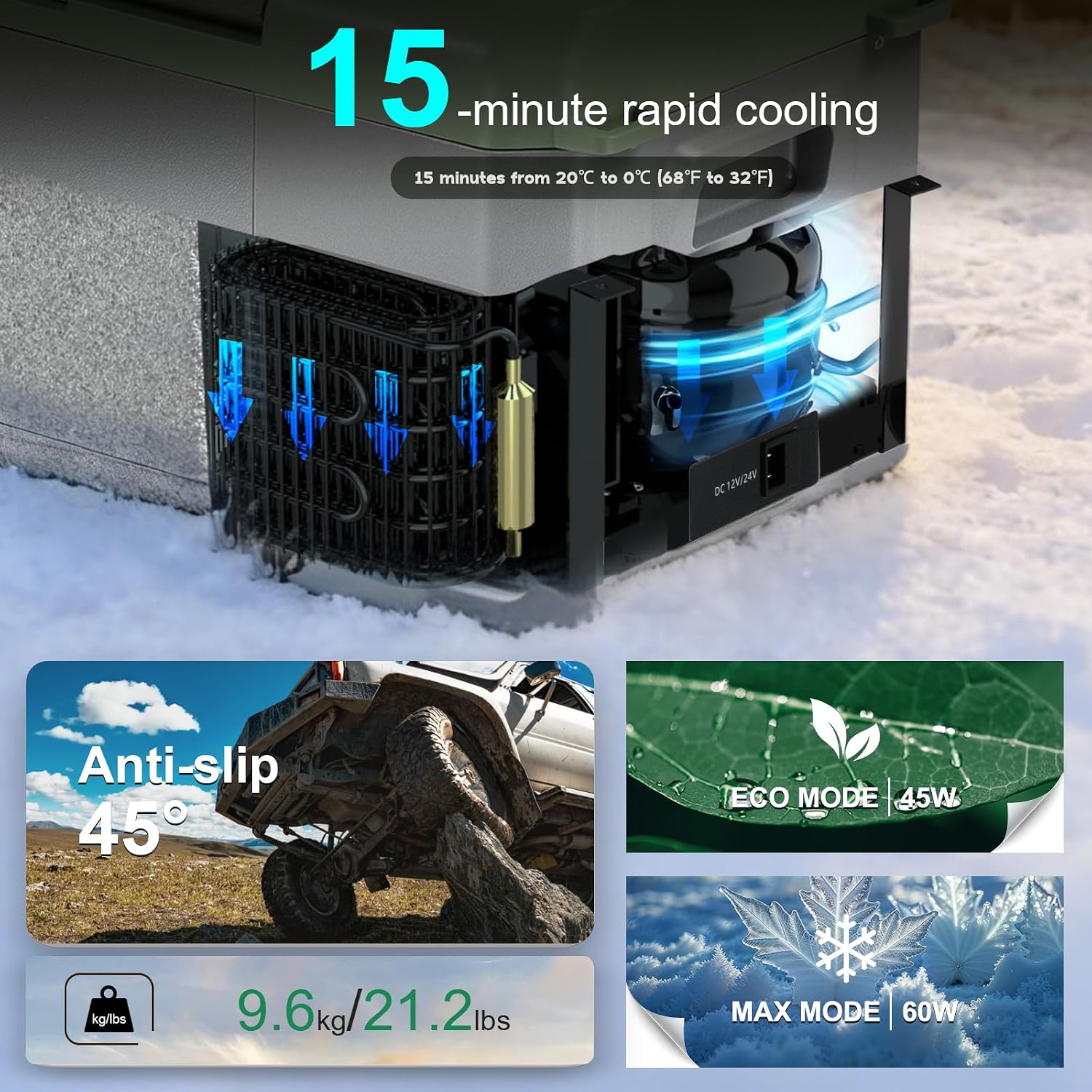 Thumbnail 4 de zcamp X18 17.4L Compressor Car Refrigerator: Portable 12V/24V Cooler for Camping