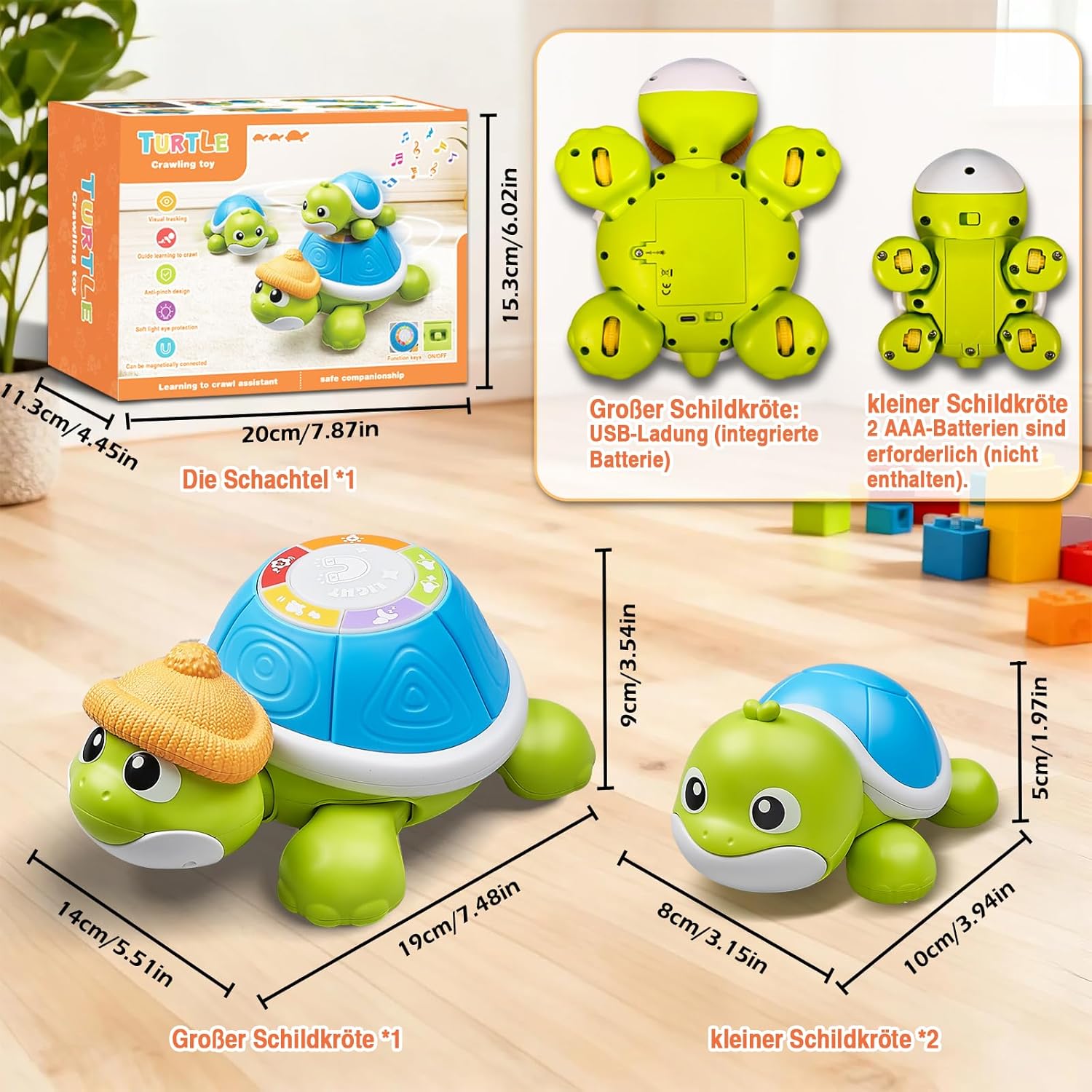 Thumbnail 4 de HILKKET Baby Krabbel Spielzeug mit Licht und Musik (3-tlg.) für 3–9 Monate