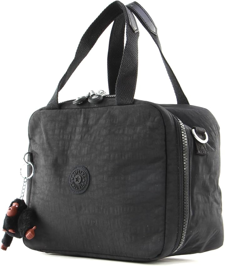 Detalle 2 de Kipling Miyo Lonchera Grande 👜 Negra para oficina y escolar