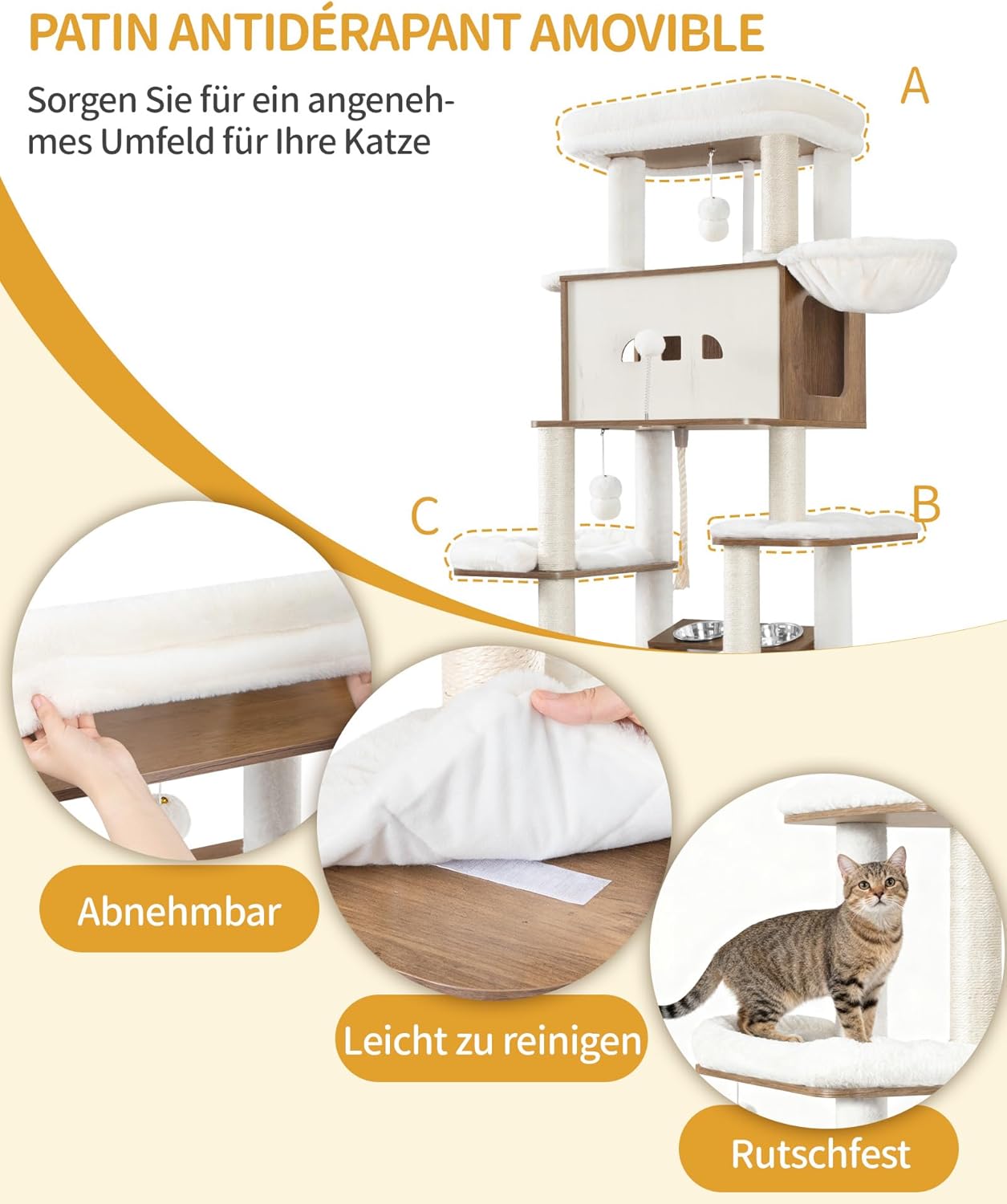 Thumbnail 5 de Hzuaneri Kratzbaum CB89014WT 173 cm 🐱