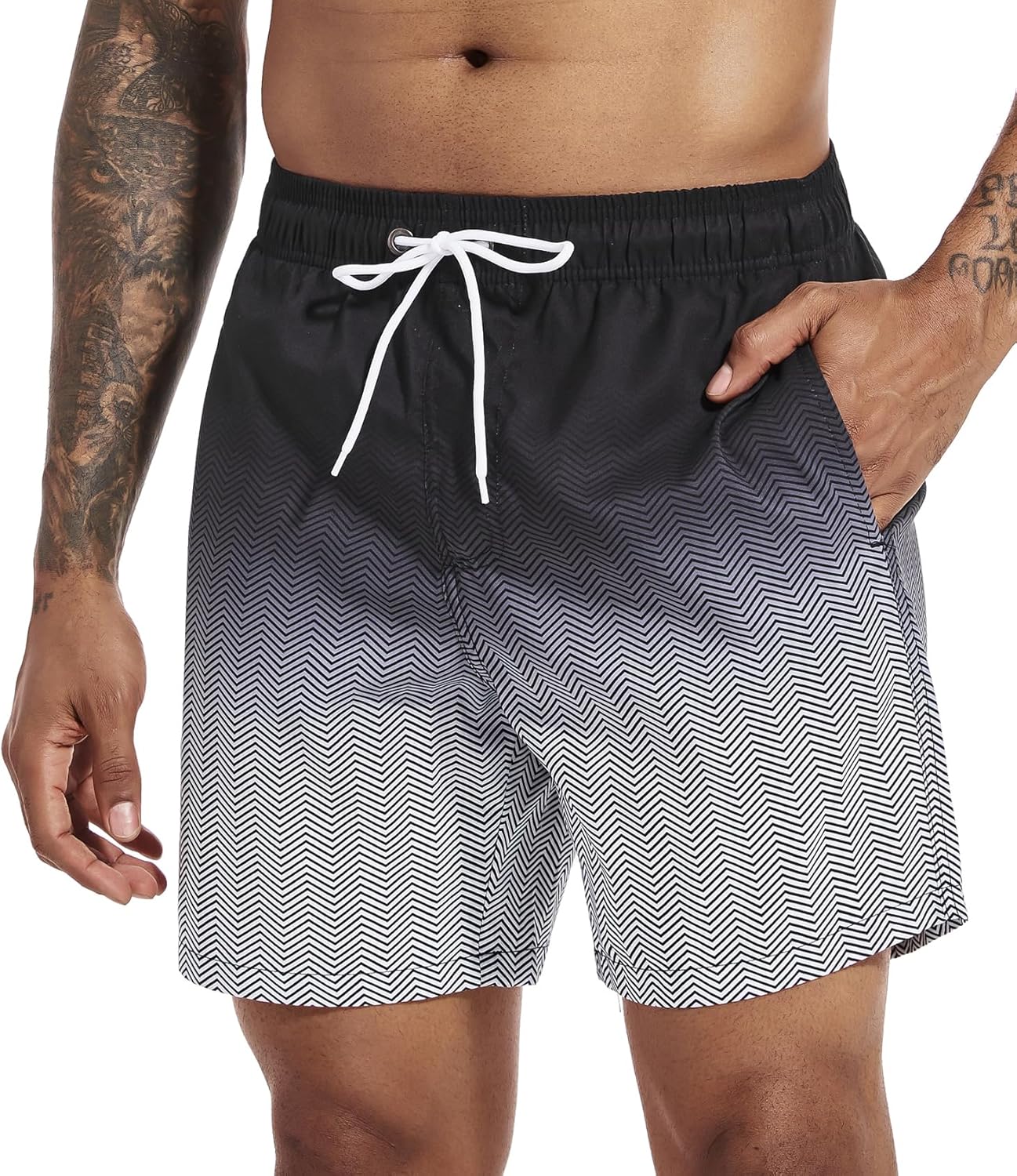 Detalle de SILKWORLD Maillot de Bain Homme à Séchage Rapide — Short avec Doublure Maille et 3 Poches