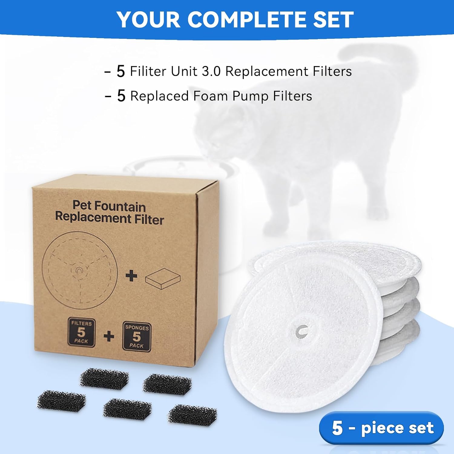 Detalle 2 de 5 Pack Pet Cat Water Fountain Filters Unit 3.0 for PETKIT Eversweet