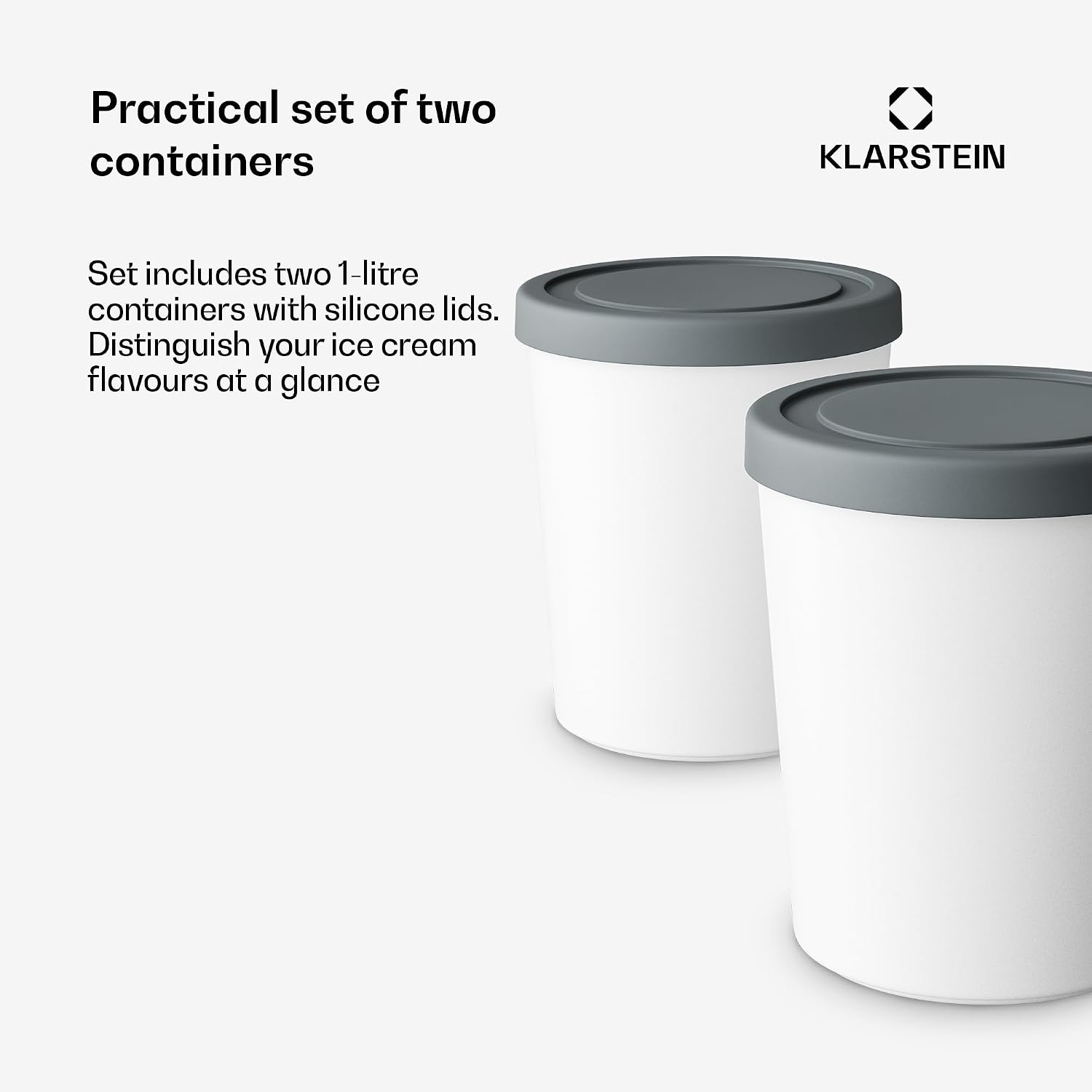 Detalle 2 de Klarstein SY-SIC-001 Ice Cream Containers, 2 x 1L Plastic Tubs with Lids