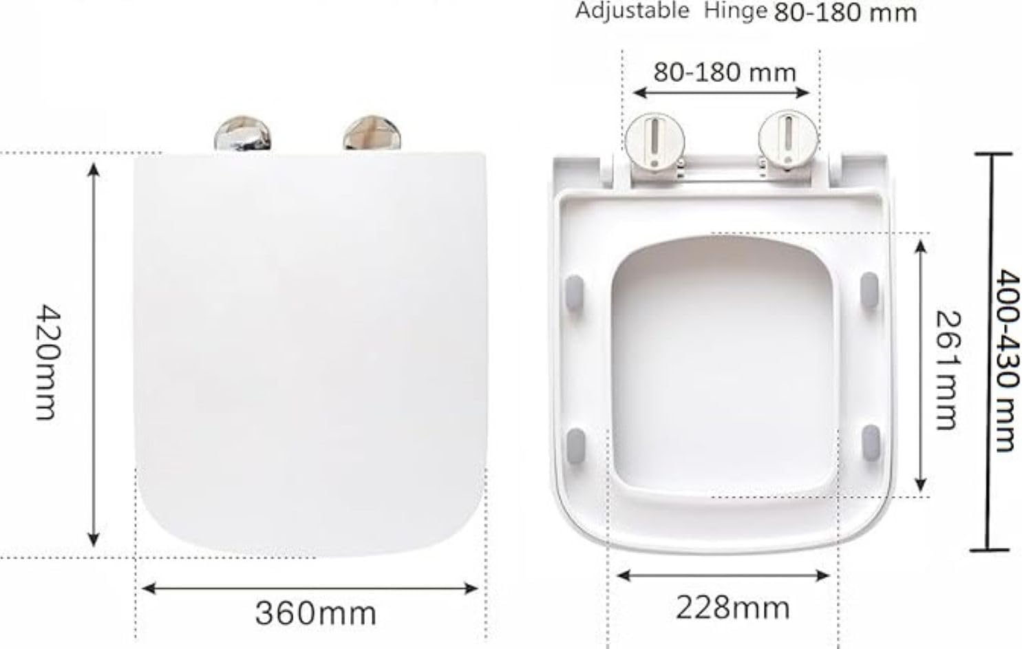 Thumbnail 4 de AAN Square Toilet Seat Soft Close 42L x 36W cm